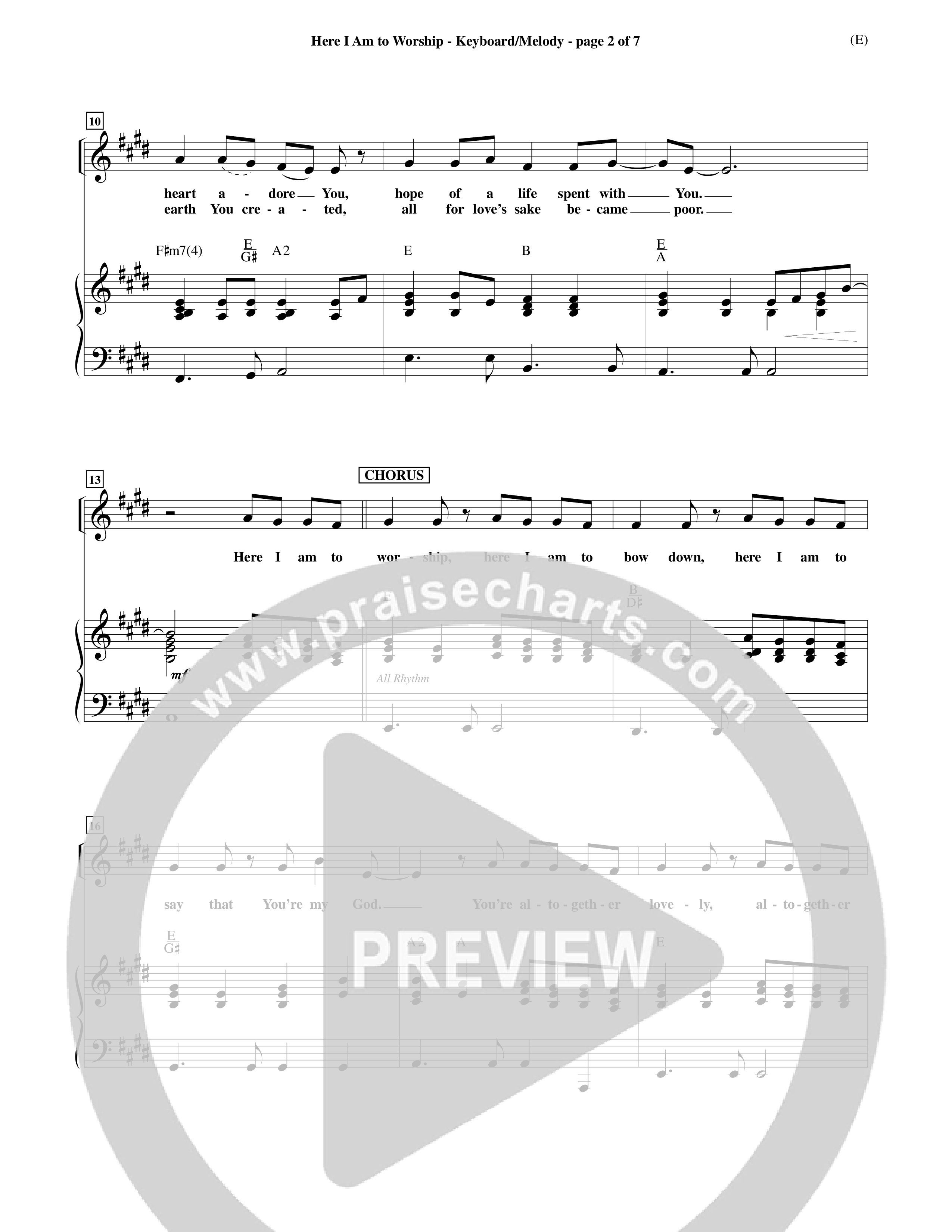 Here I Am To Worship Piano/Vocal (Tim Hughes)