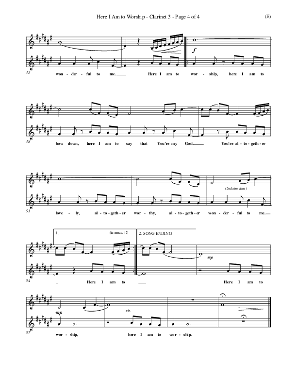 Here I Am To Worship Soprano Sax (Tim Hughes)