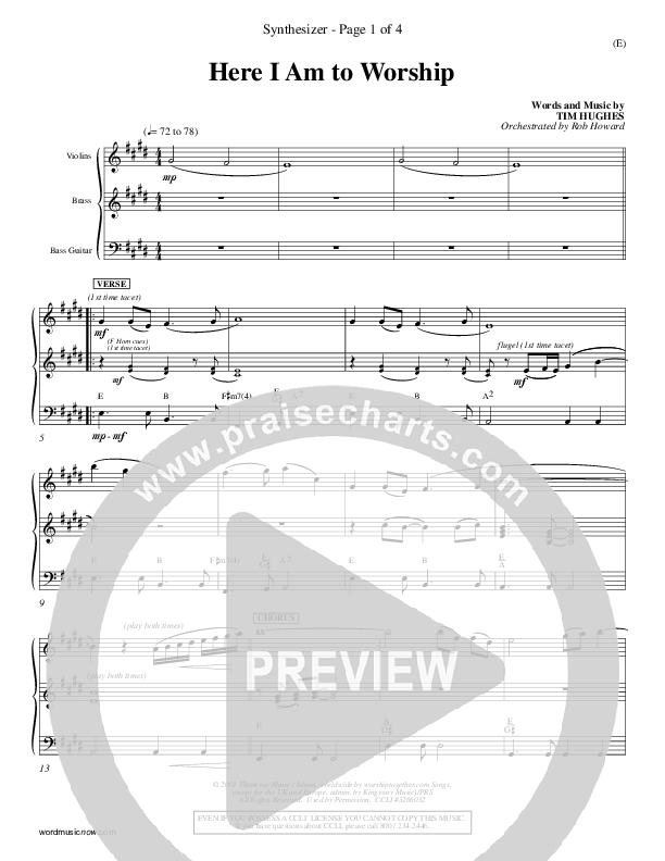 Here I Am To Worship Synth (Tim Hughes)