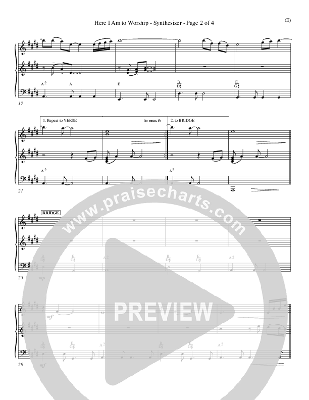 Here I Am To Worship Synth (Tim Hughes)