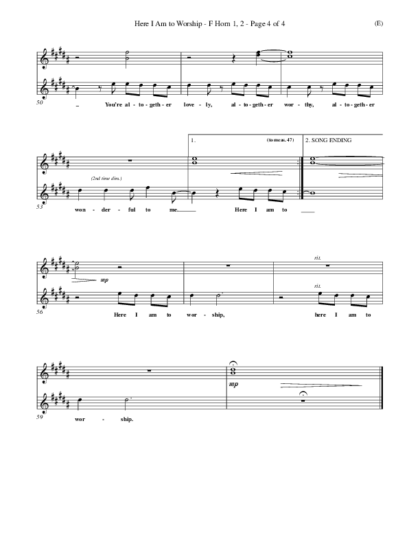 Here I Am To Worship Trombone 1/2 (Tim Hughes)