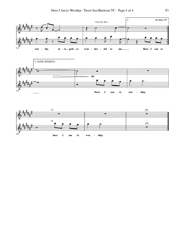 Here I Am To Worship Trumpet 1 (Tim Hughes)