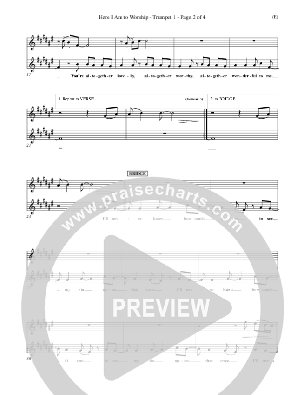 Here I Am To Worship Trumpet 1 (Tim Hughes)