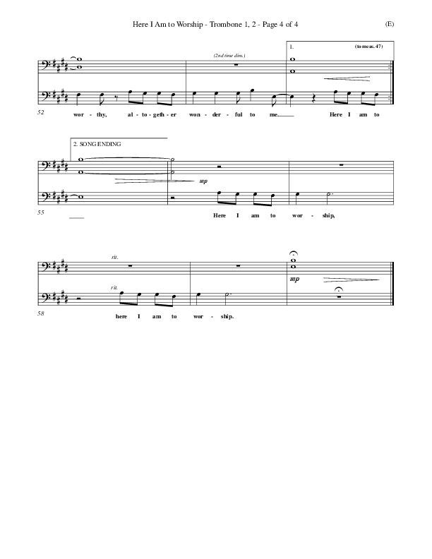 Here I Am To Worship Violin 1/2 (Tim Hughes)