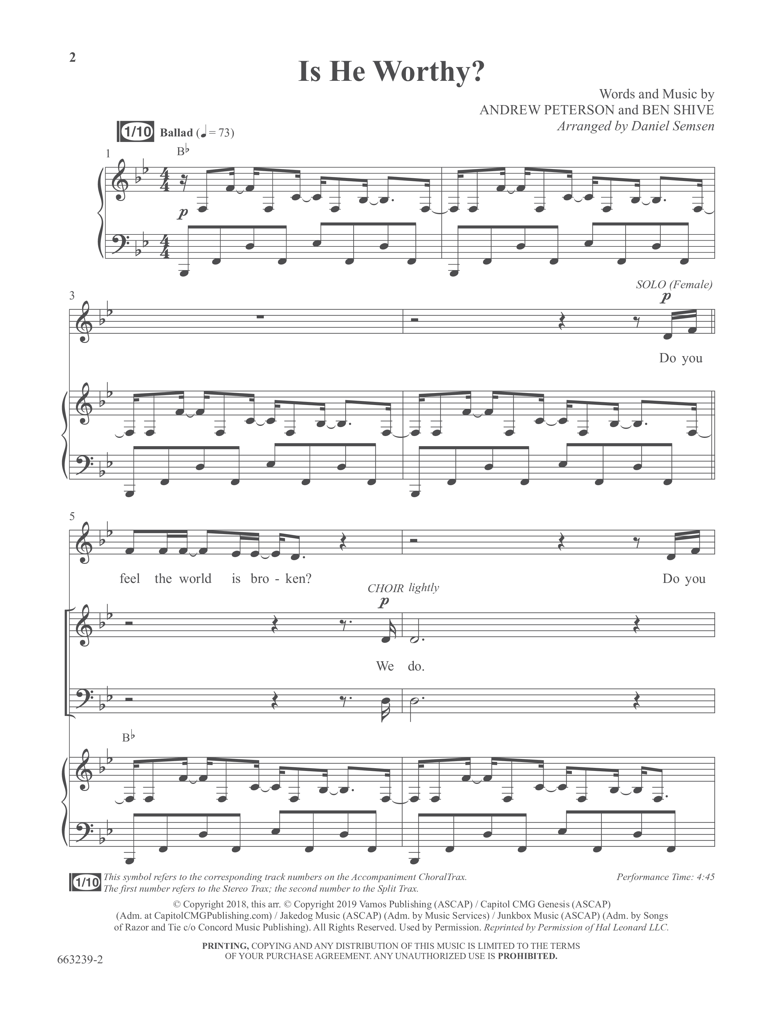 Is He Worthy (Choral Anthem SATB) Anthem (SATB/Piano) (Word Music Choral / Arr. Daniel Semsen)