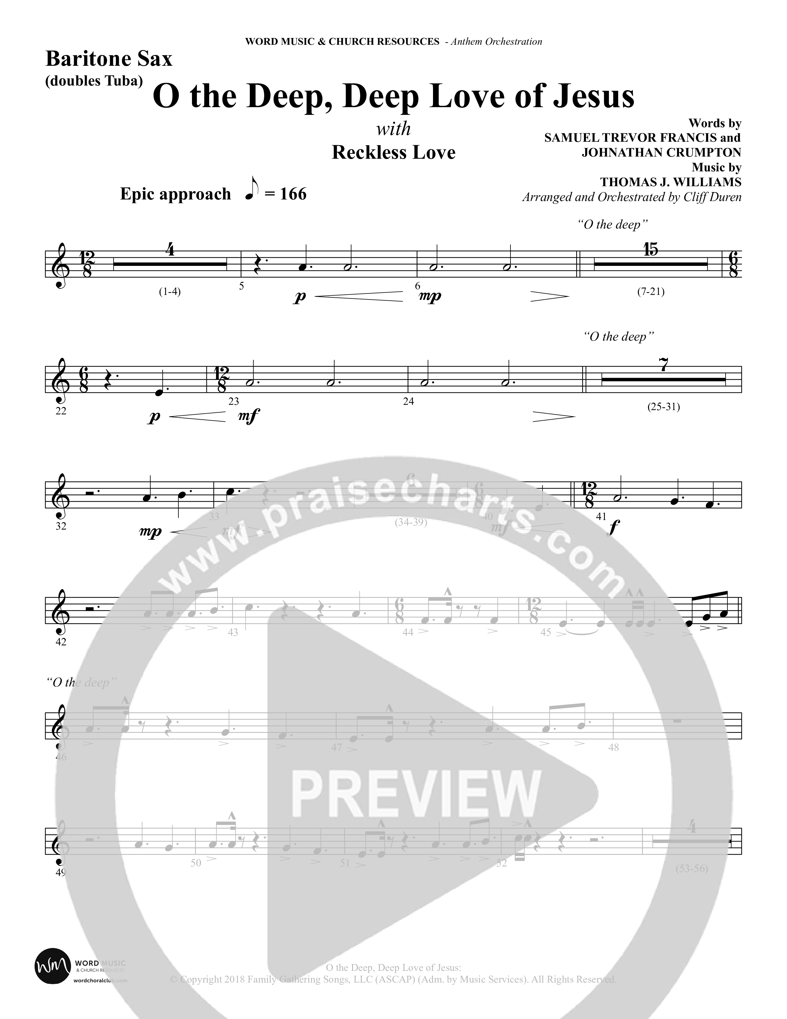 O the Deep Deep Love of Jesus (Choral Anthem SATB) Bari Sax (Word Music Choral / Arr. Cliff Duren)