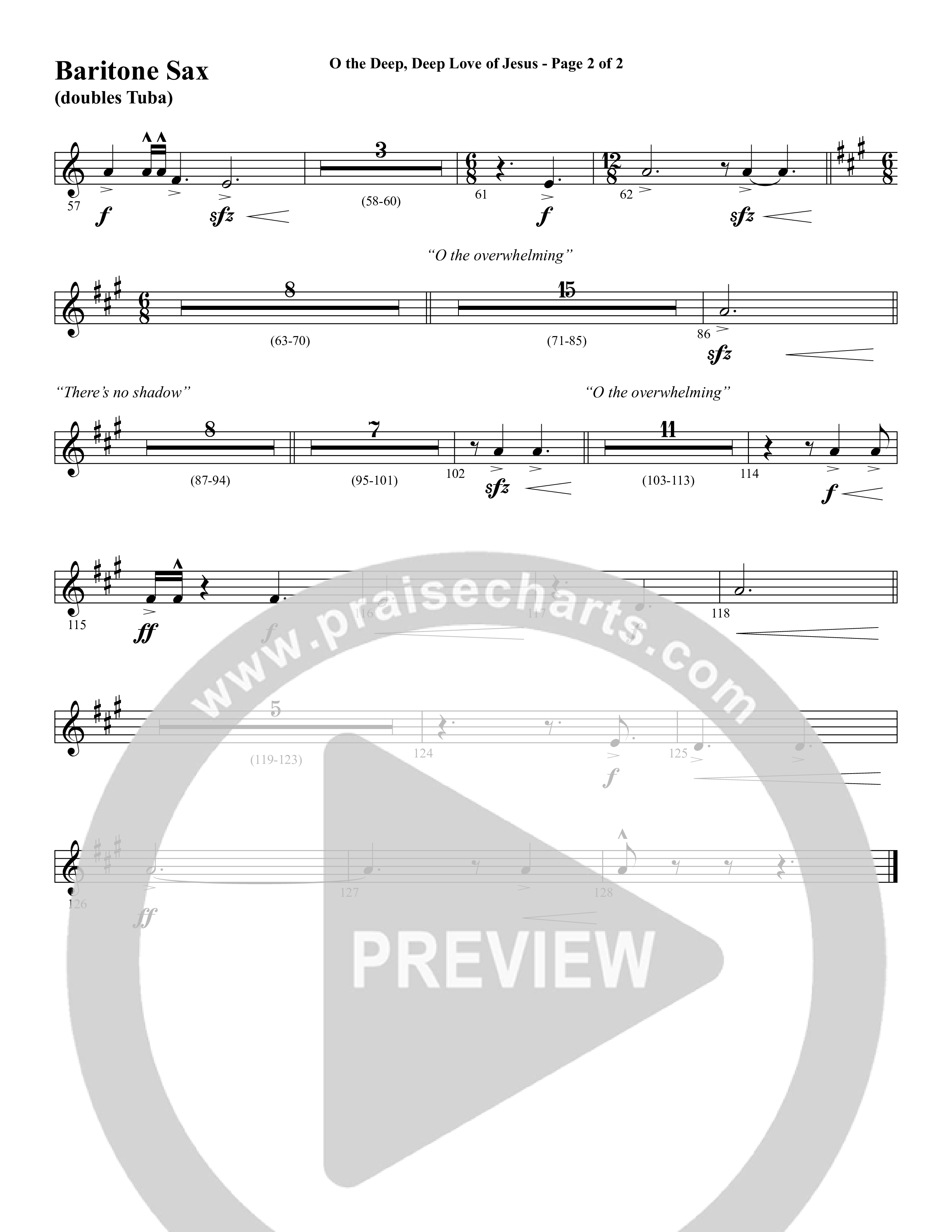 O the Deep Deep Love of Jesus (Choral Anthem SATB) Bari Sax (Word Music Choral / Arr. Cliff Duren)