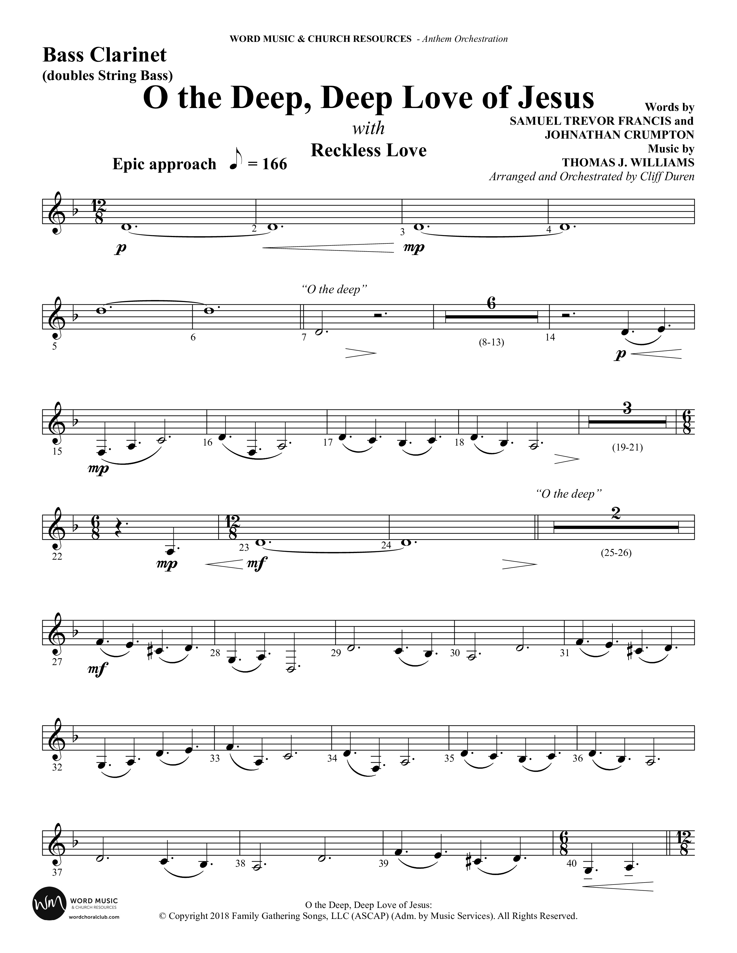 O the Deep Deep Love of Jesus (Choral Anthem SATB) Bass Clarinet (Word Music Choral / Arr. Cliff Duren)