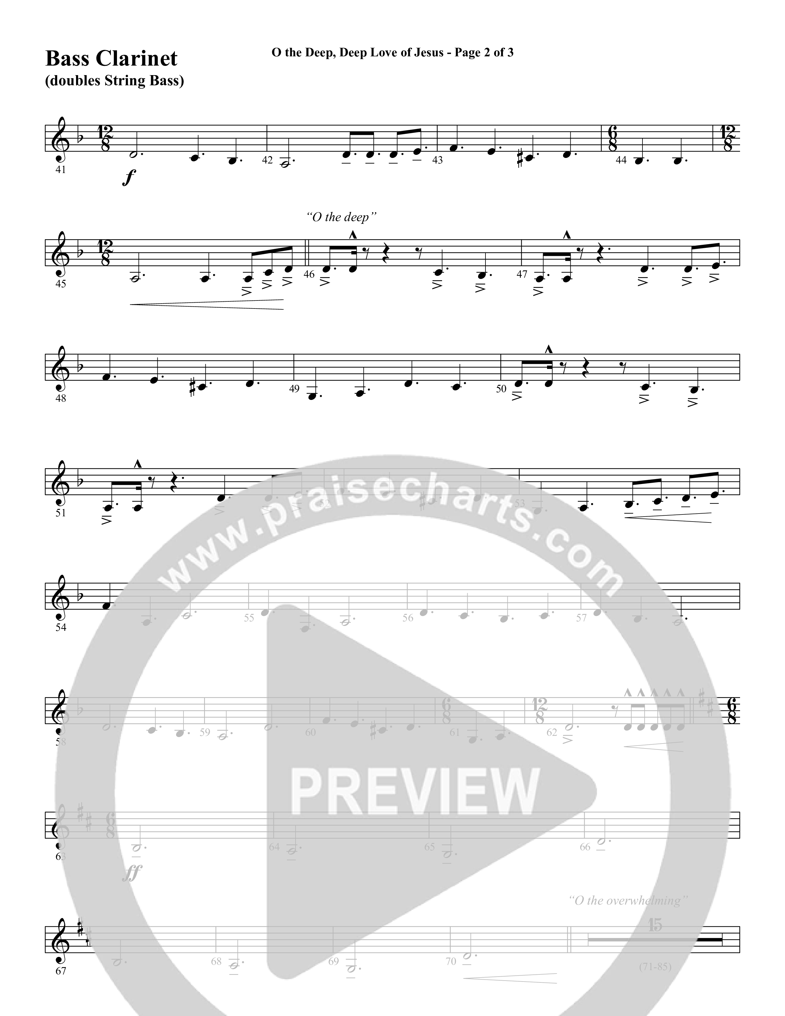 O the Deep Deep Love of Jesus (Choral Anthem SATB) Bass Clarinet (Word Music Choral / Arr. Cliff Duren)