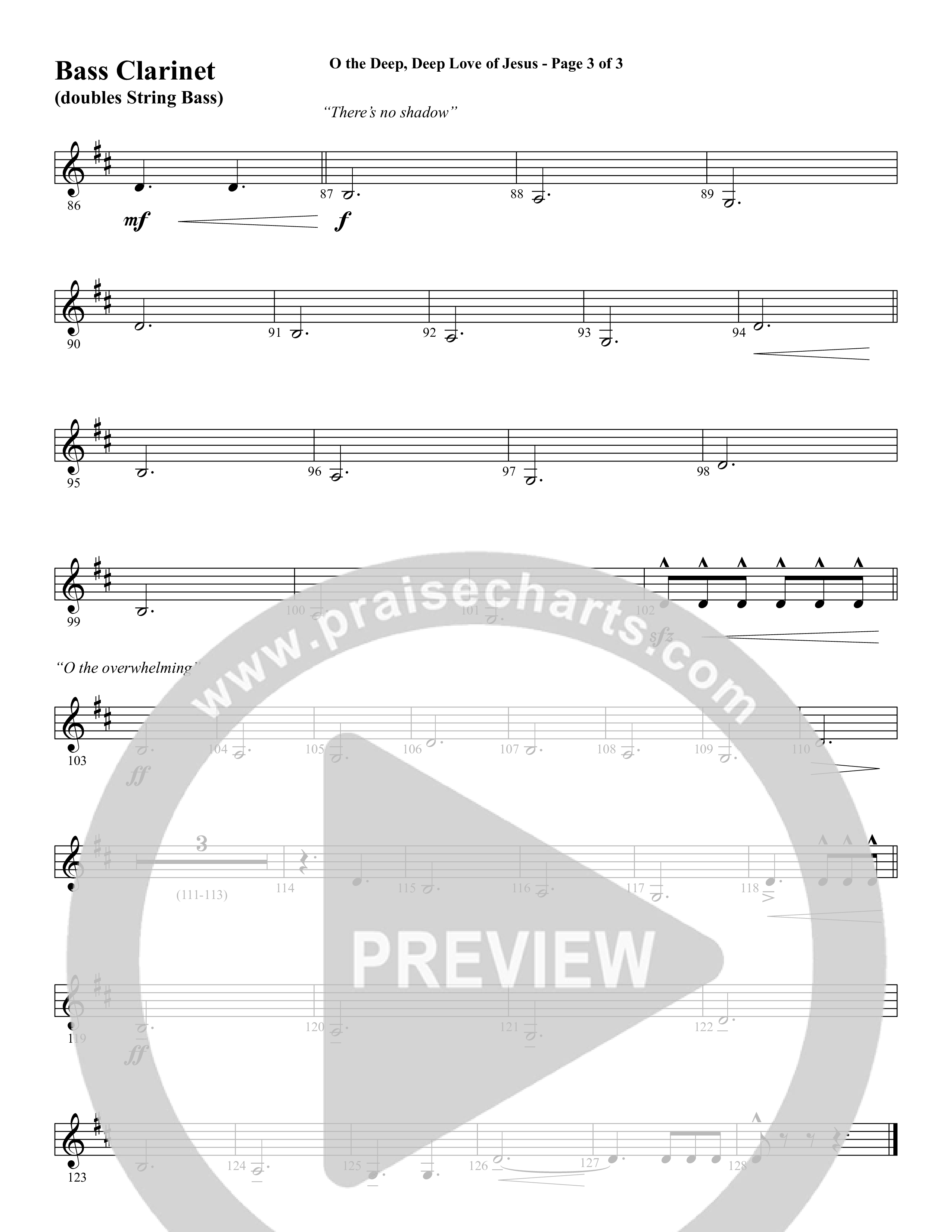 O the Deep Deep Love of Jesus (Choral Anthem SATB) Bass Clarinet (Word Music Choral / Arr. Cliff Duren)