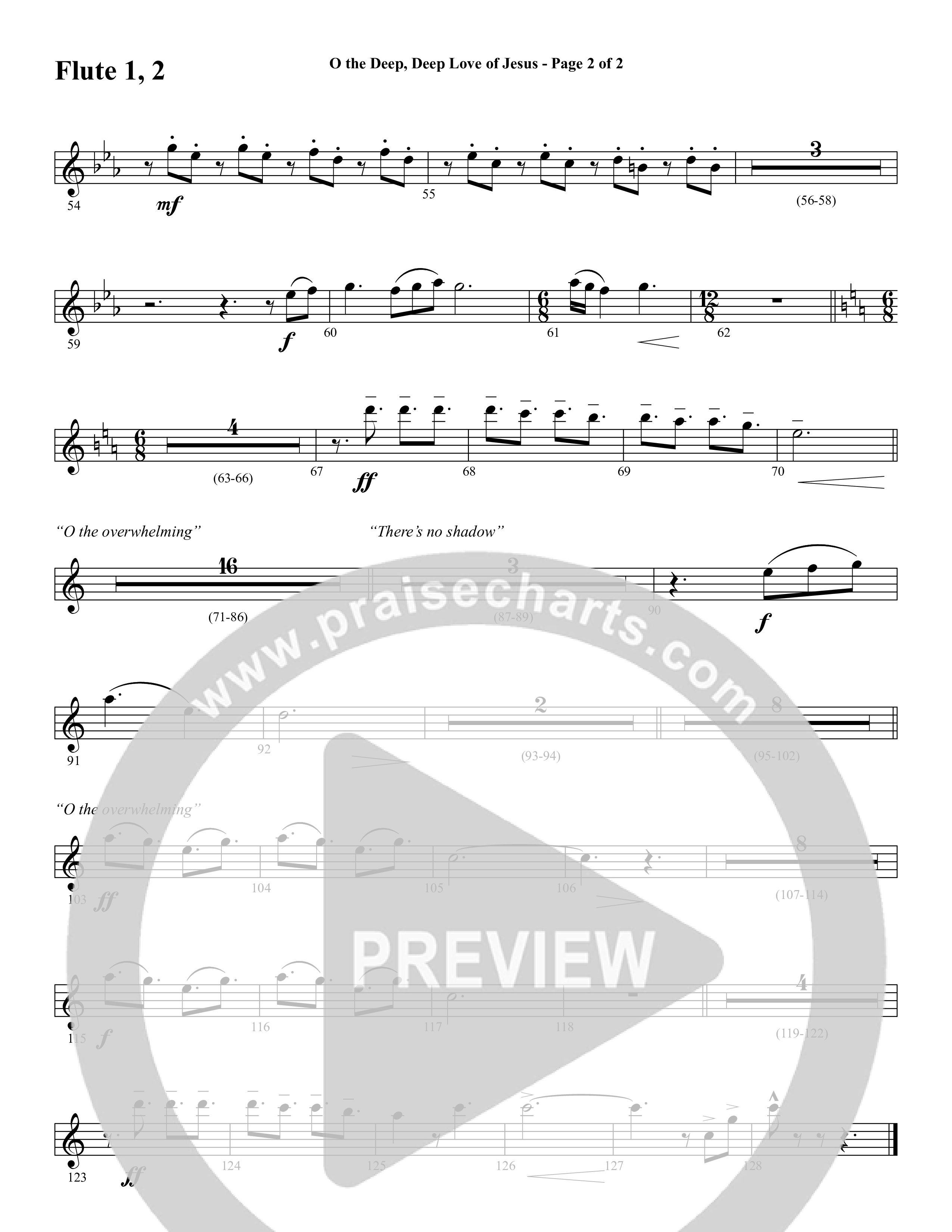 O the Deep Deep Love of Jesus (Choral Anthem SATB) Flute 1/2 (Word Music Choral / Arr. Cliff Duren)