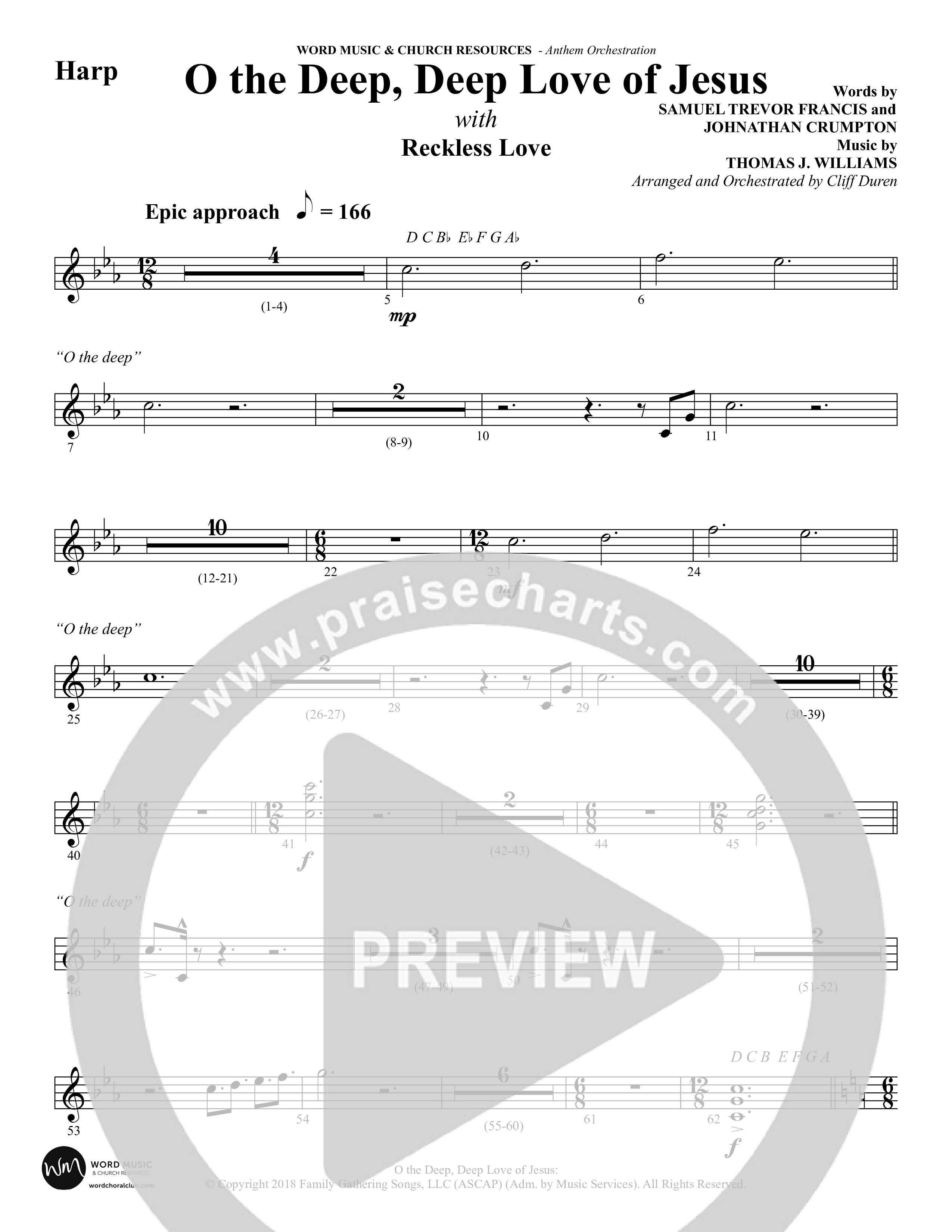 O the Deep Deep Love of Jesus (Choral Anthem SATB) Harp (Word Music Choral / Arr. Cliff Duren)