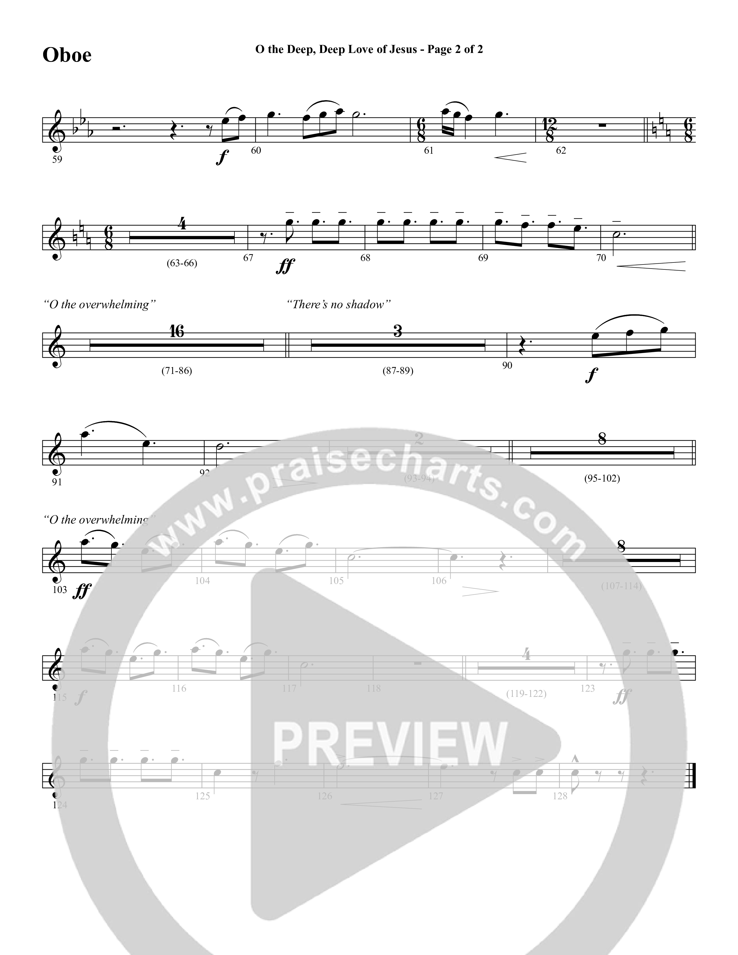 O the Deep Deep Love of Jesus (Choral Anthem SATB) Oboe (Word Music Choral / Arr. Cliff Duren)