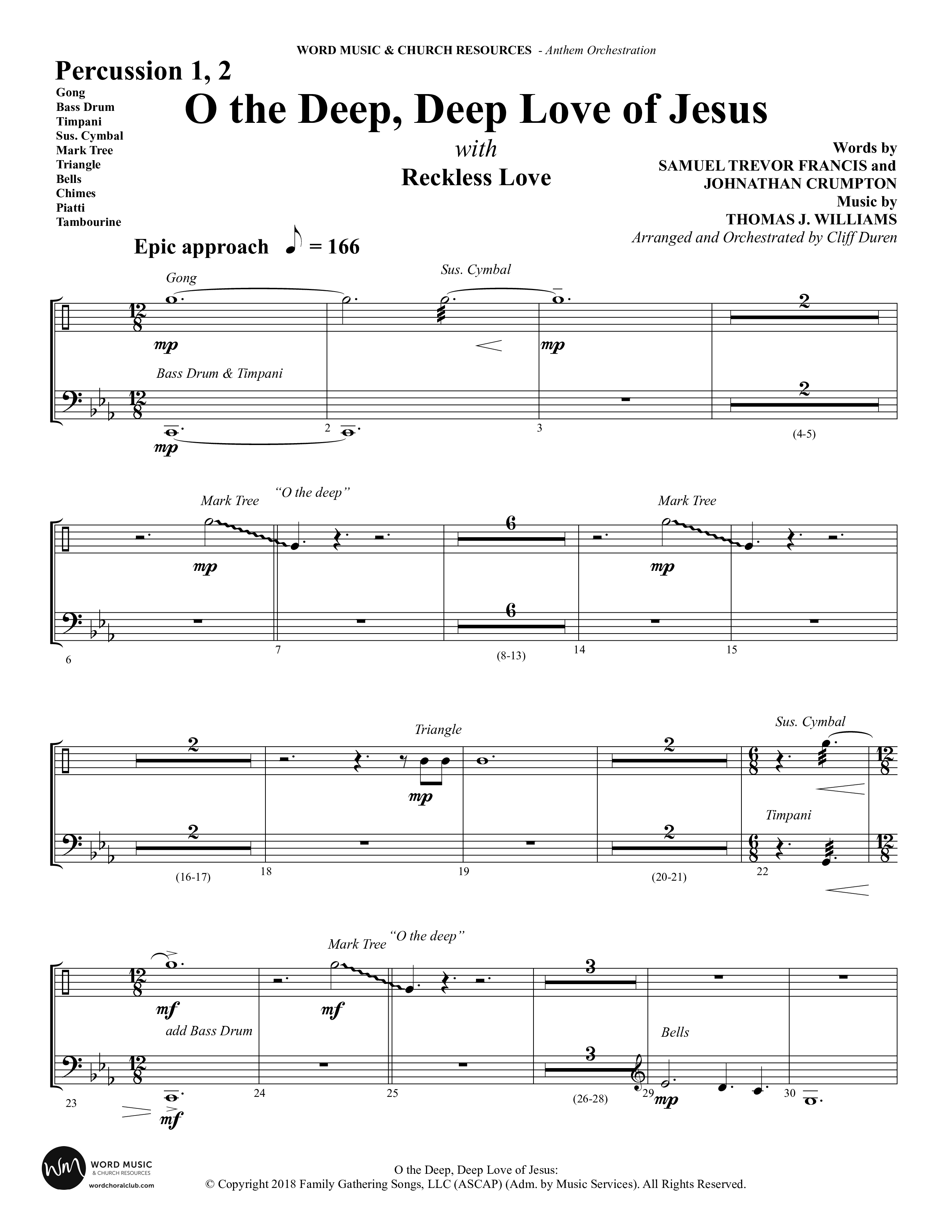 O the Deep Deep Love of Jesus (Choral Anthem SATB) Percussion 1/2 (Word Music Choral / Arr. Cliff Duren)
