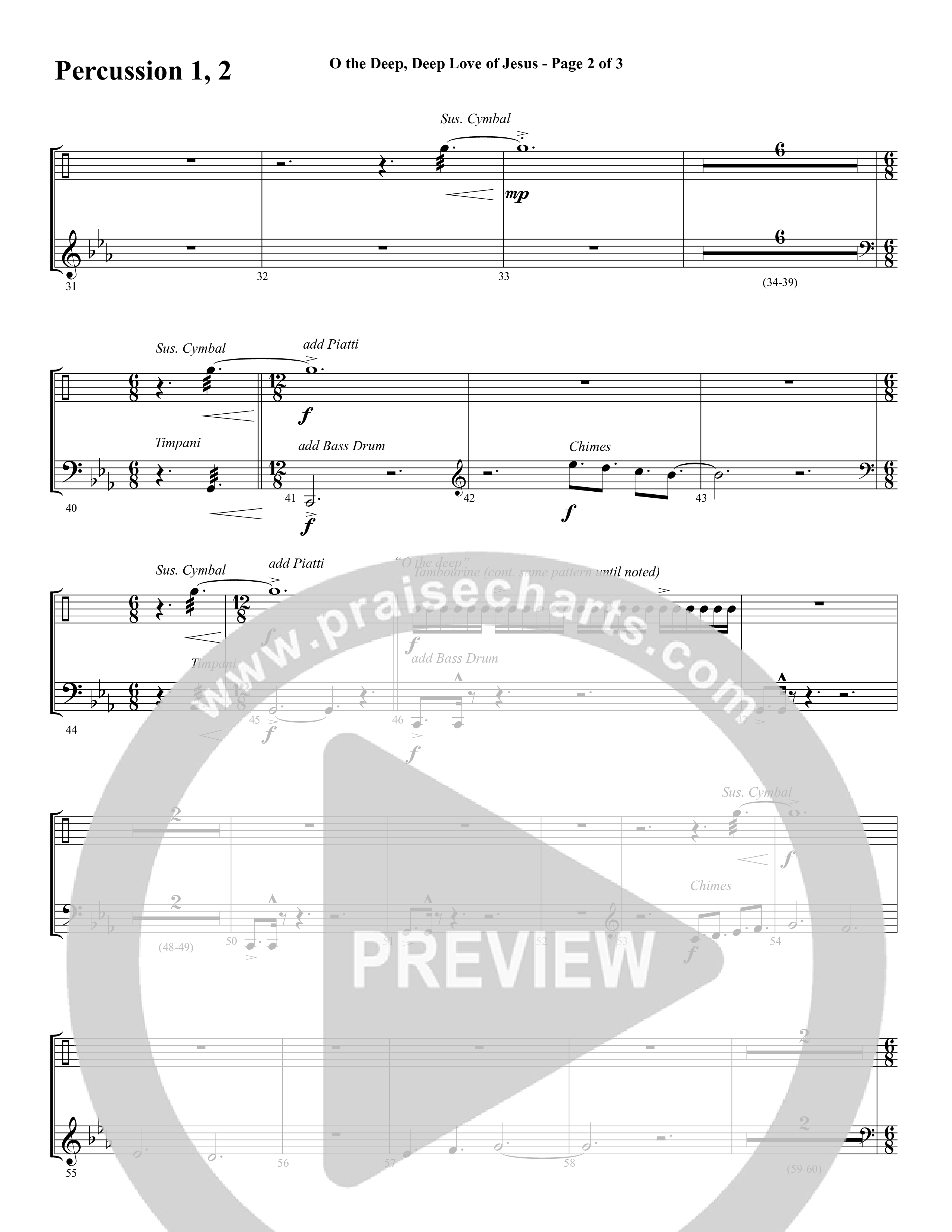 O the Deep Deep Love of Jesus (Choral Anthem SATB) Percussion 1/2 (Word Music Choral / Arr. Cliff Duren)