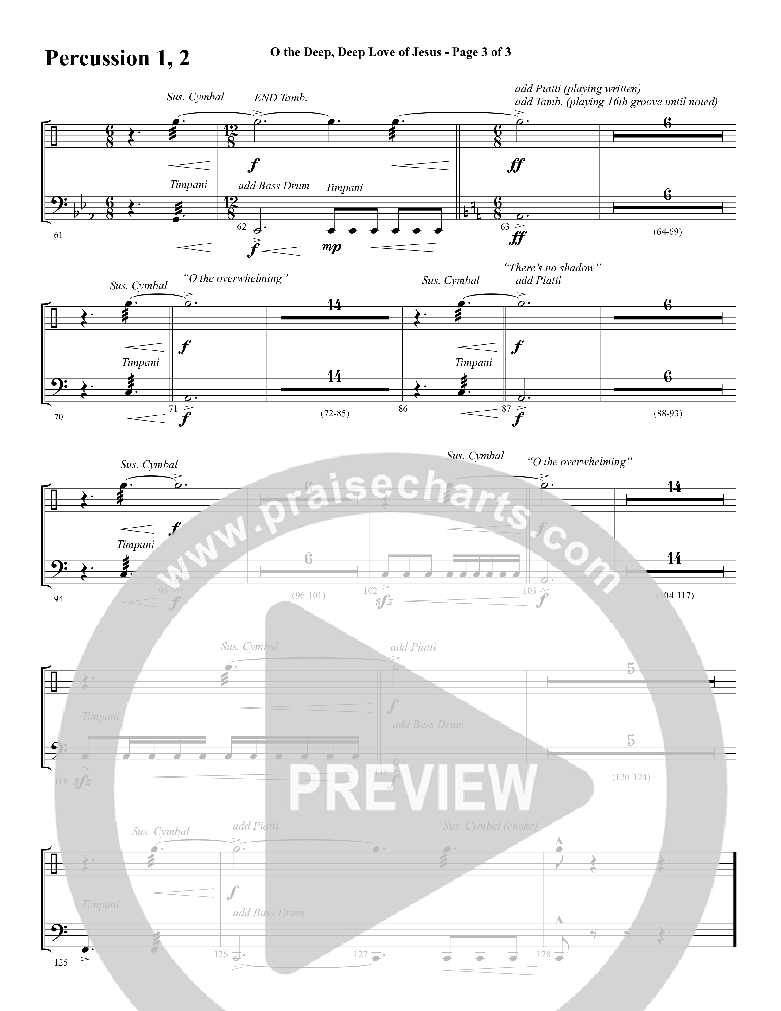 O the Deep Deep Love of Jesus (Choral Anthem SATB) Percussion 1/2 (Word Music Choral / Arr. Cliff Duren)