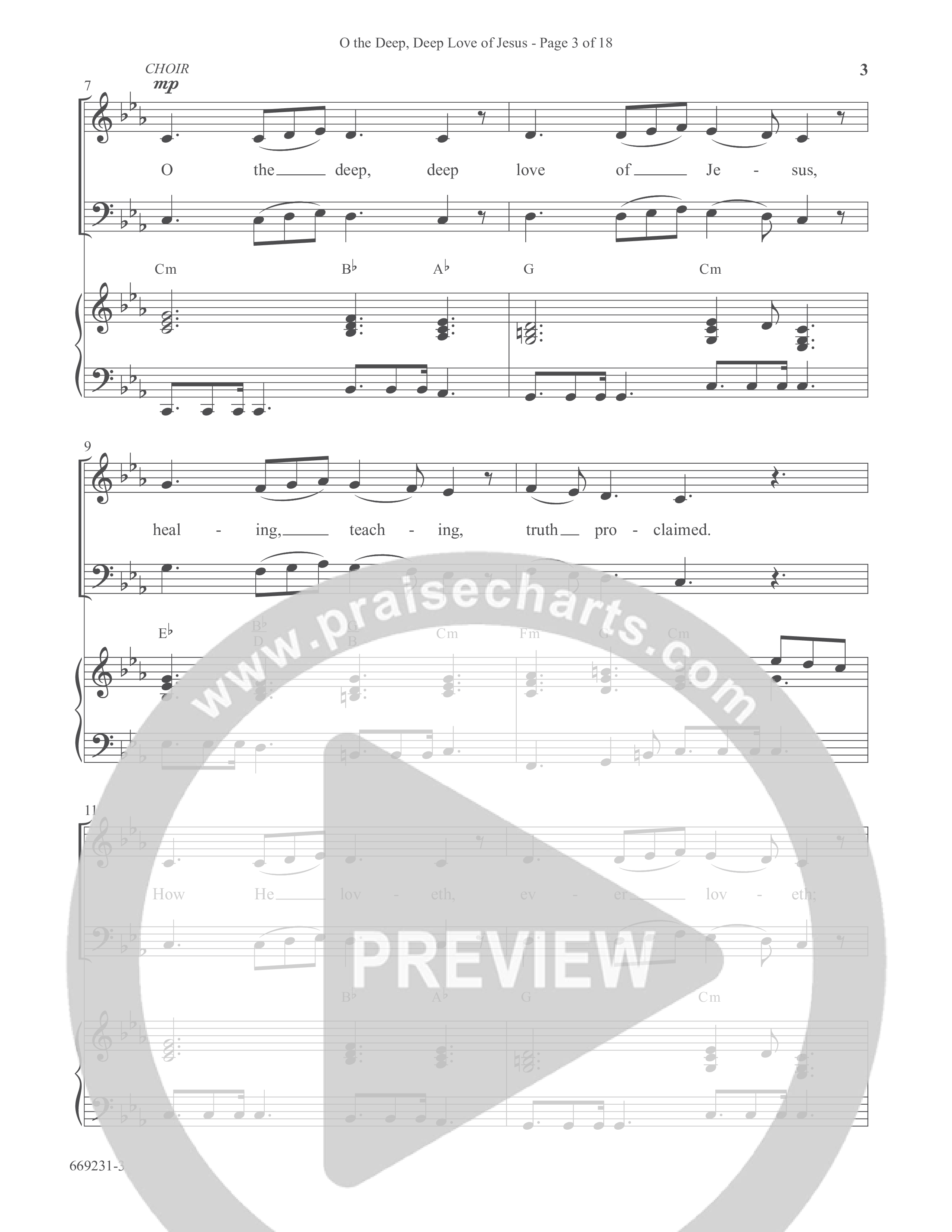 O the Deep Deep Love of Jesus (Choral Anthem SATB) Anthem (SATB/Piano) (Word Music Choral / Arr. Cliff Duren)