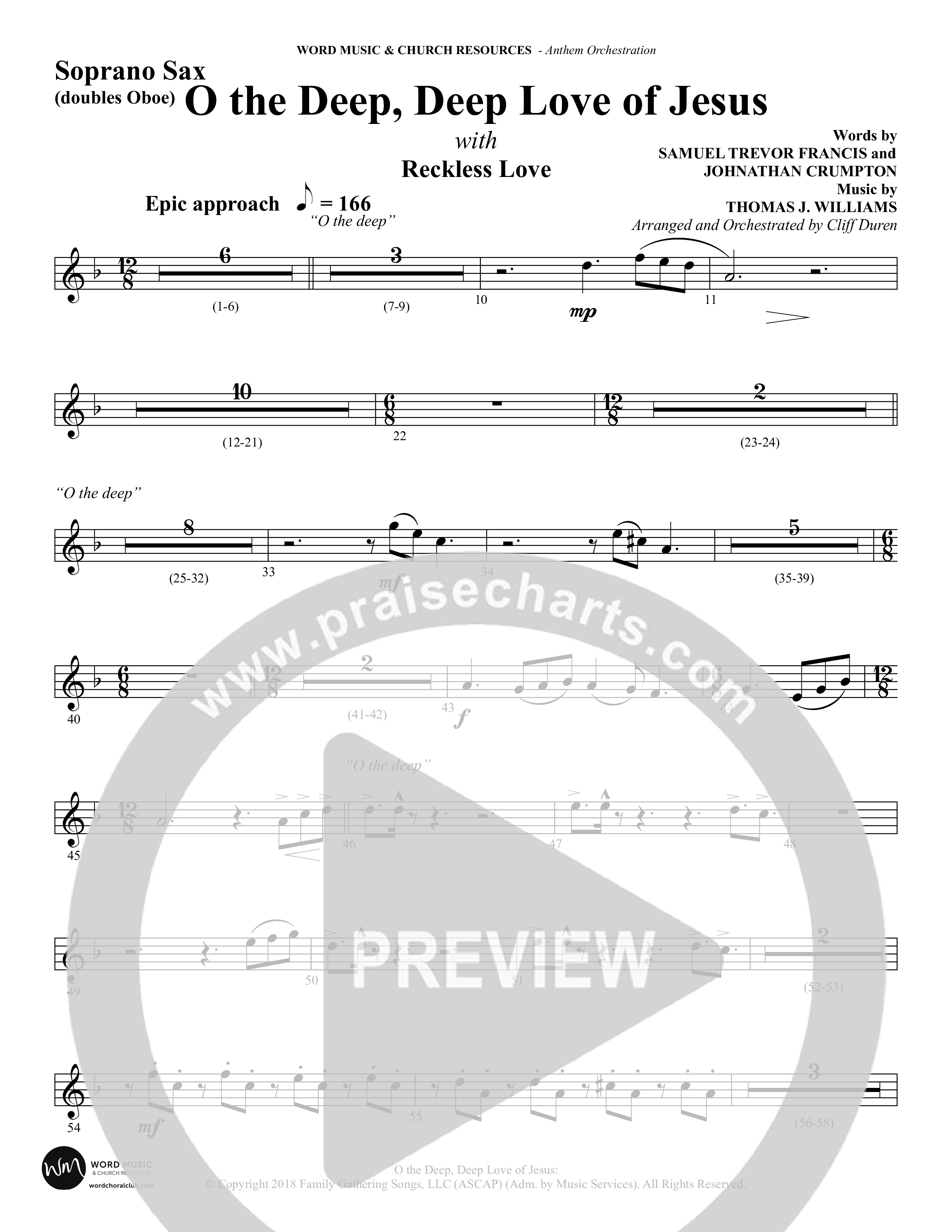 O the Deep Deep Love of Jesus (Choral Anthem SATB) Soprano Sax (Word Music Choral / Arr. Cliff Duren)