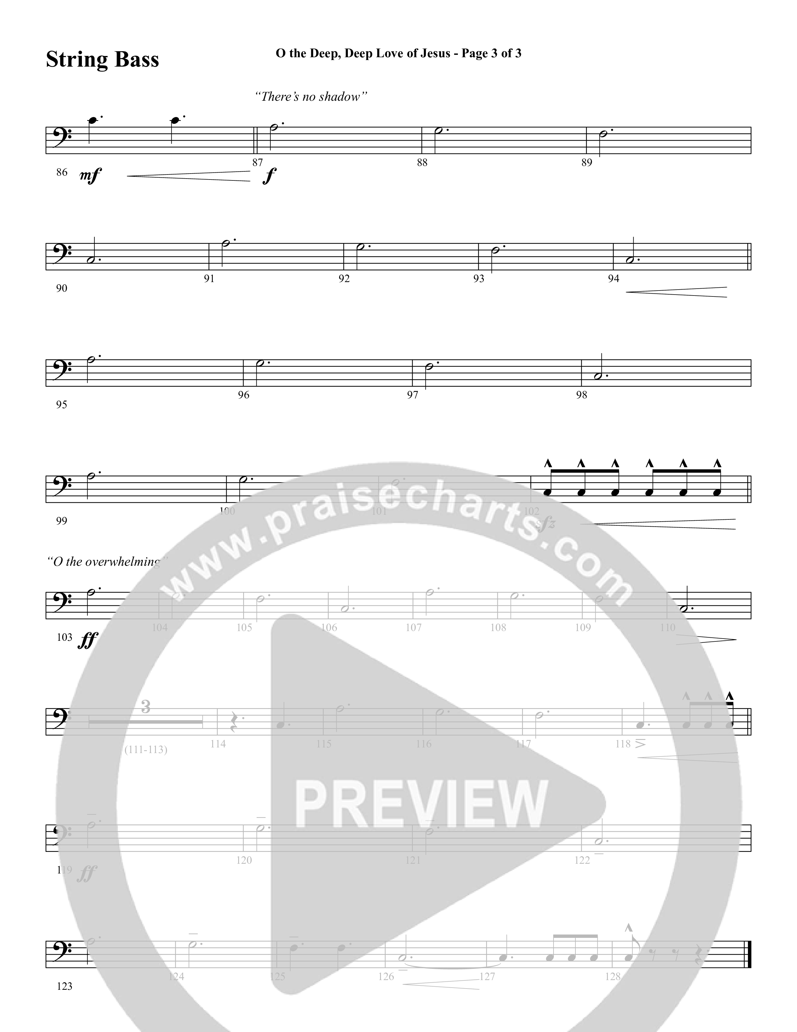 O the Deep Deep Love of Jesus (Choral Anthem SATB) String Bass (Word Music Choral / Arr. Cliff Duren)