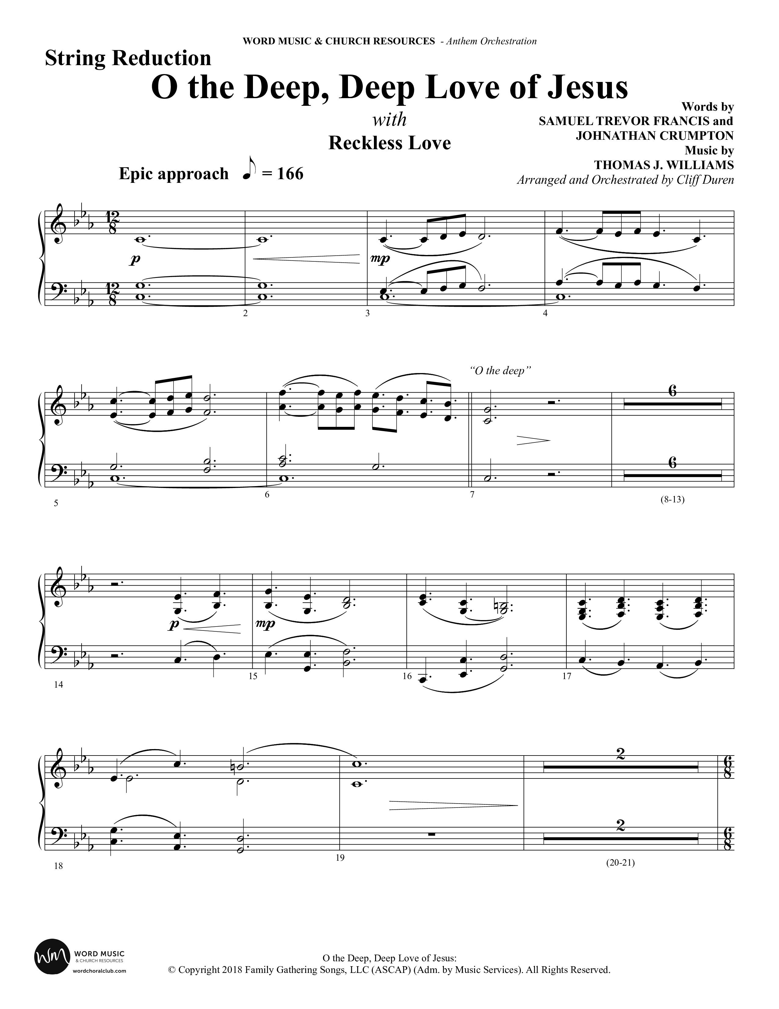 O the Deep Deep Love of Jesus (Choral Anthem SATB) String Reduction (Word Music Choral / Arr. Cliff Duren)