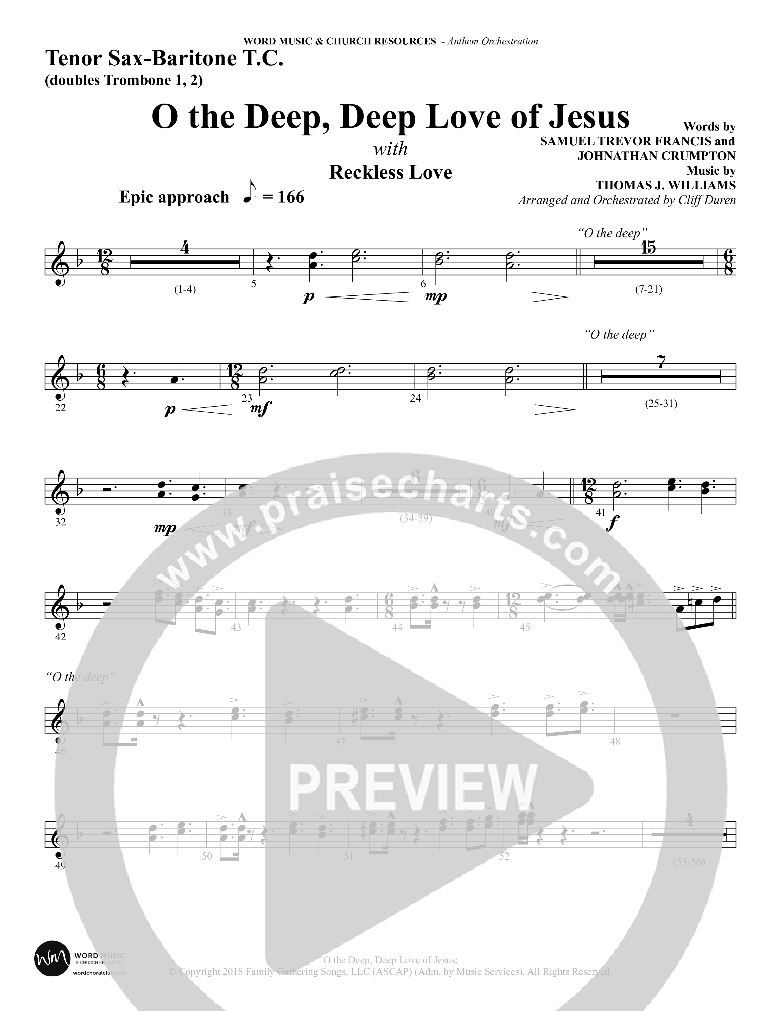 O the Deep Deep Love of Jesus (Choral Anthem SATB) Tenor Sax/Baritone T.C. (Word Music Choral / Arr. Cliff Duren)