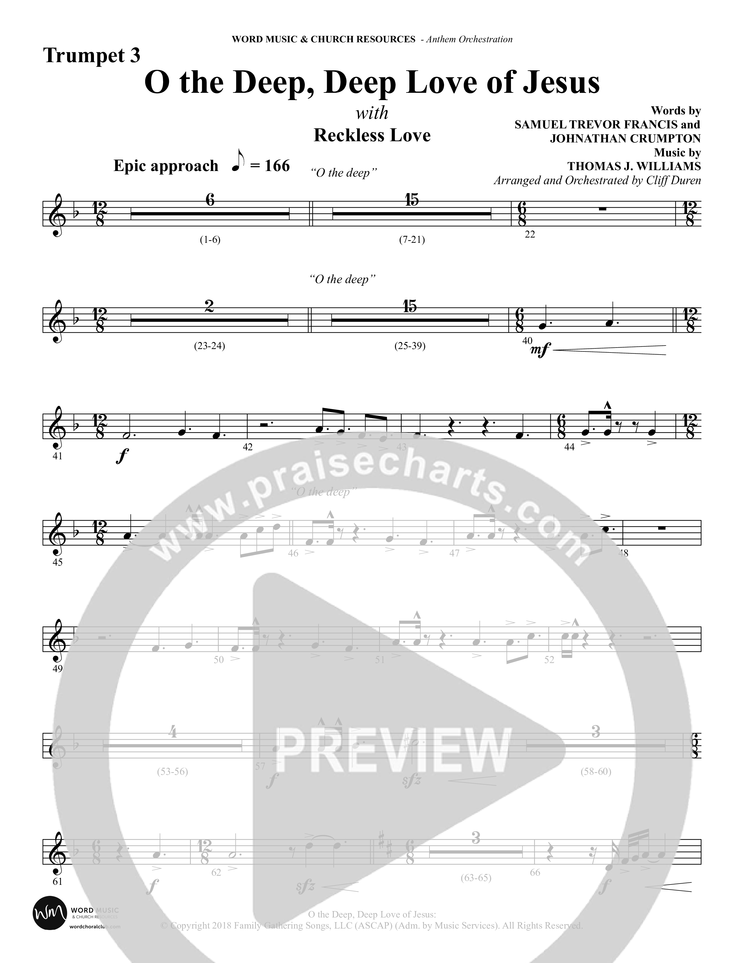 O the Deep Deep Love of Jesus (Choral Anthem SATB) Trumpet 3 (Word Music Choral / Arr. Cliff Duren)