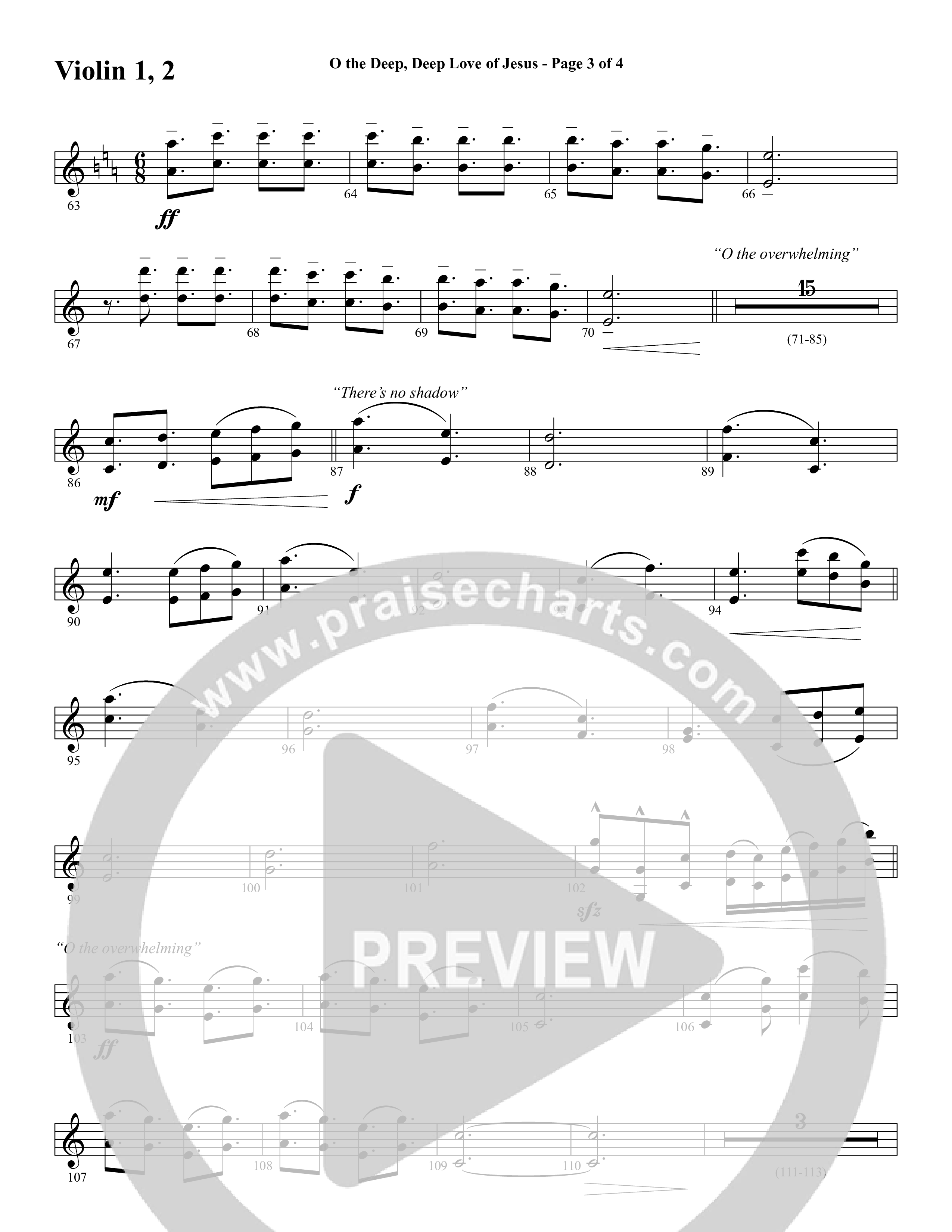 O the Deep Deep Love of Jesus (Choral Anthem SATB) Violin 1/2 (Word Music Choral / Arr. Cliff Duren)