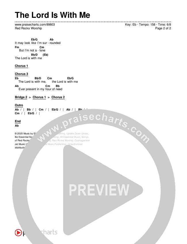 The Lord Is With Me Chords & Lyrics (Red Rocks Worship)