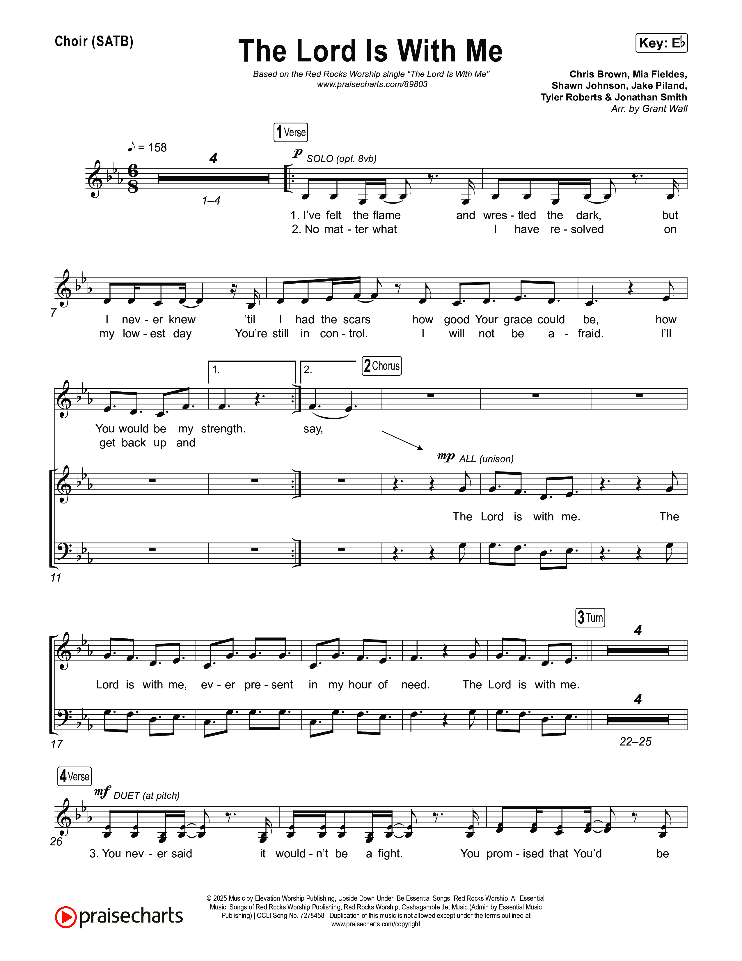 The Lord Is With Me Choir Sheet (SATB) (Red Rocks Worship / Chris Brown)