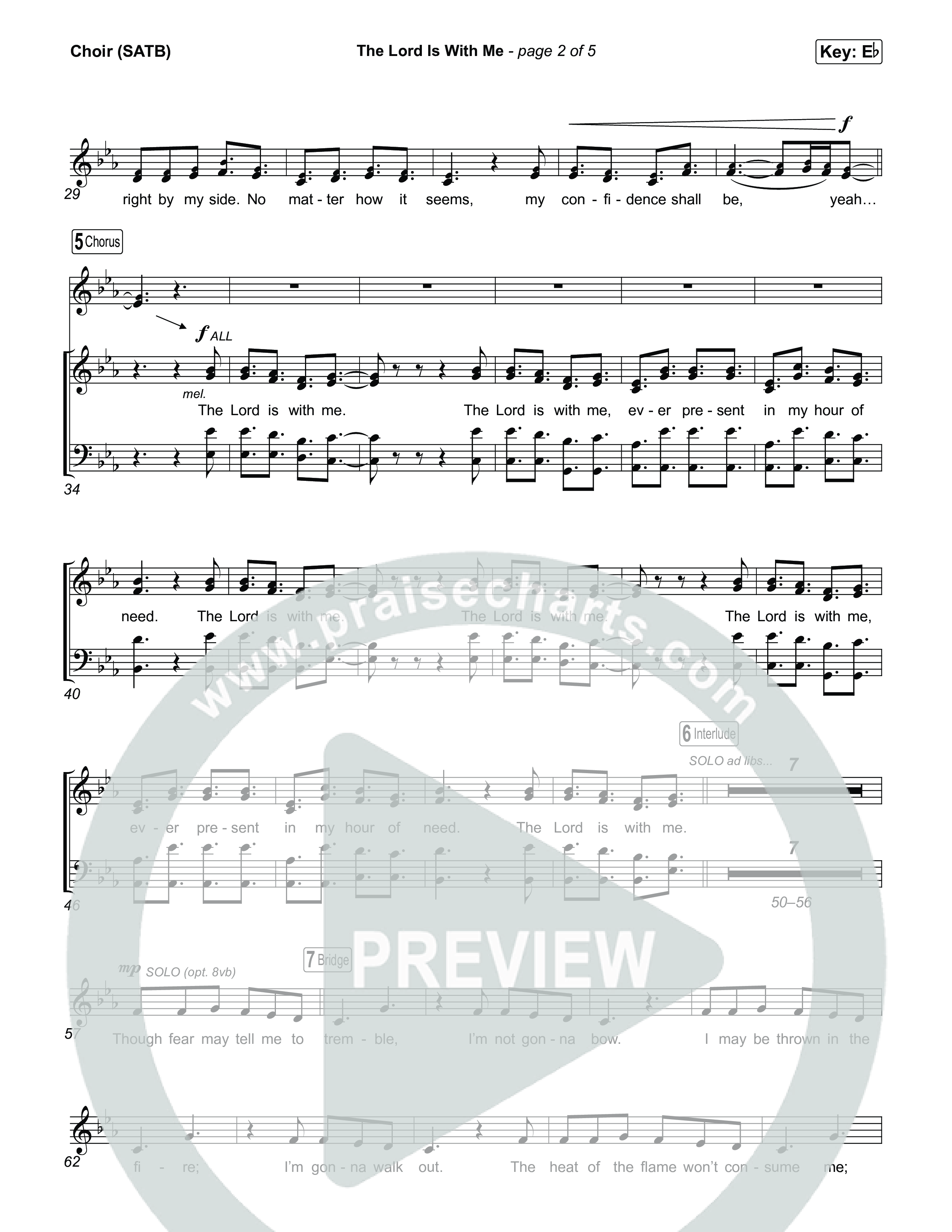 The Lord Is With Me Choir Sheet (SATB) (Red Rocks Worship / Chris Brown)