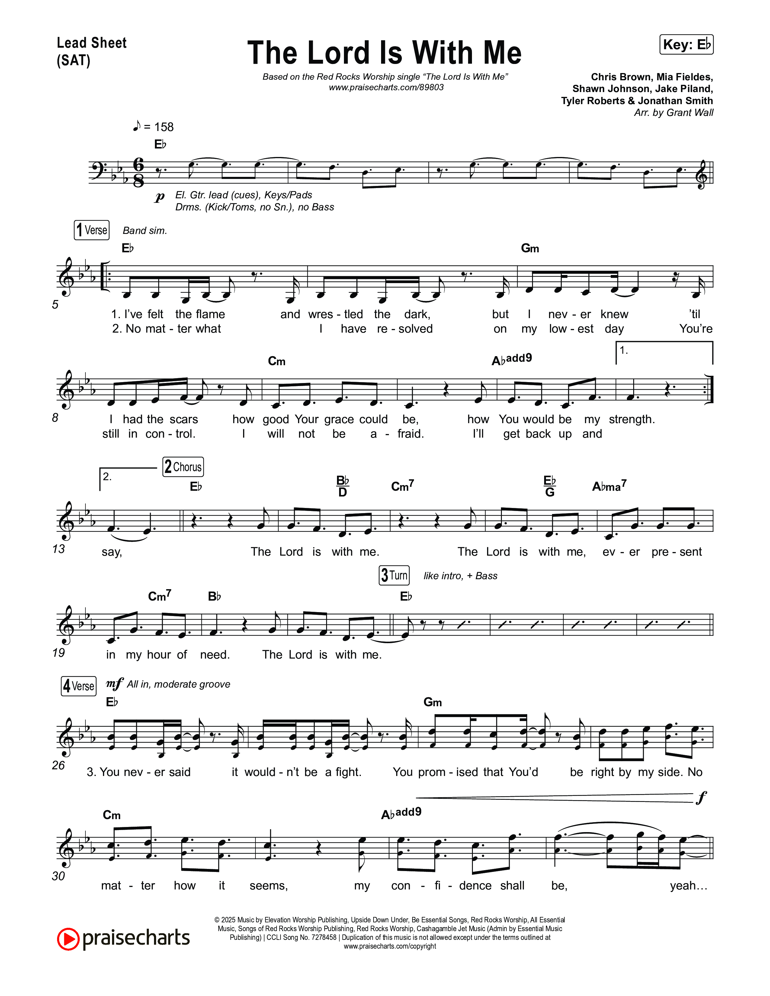 The Lord Is With Me Lead Sheet (SAT) (Red Rocks Worship / Chris Brown)