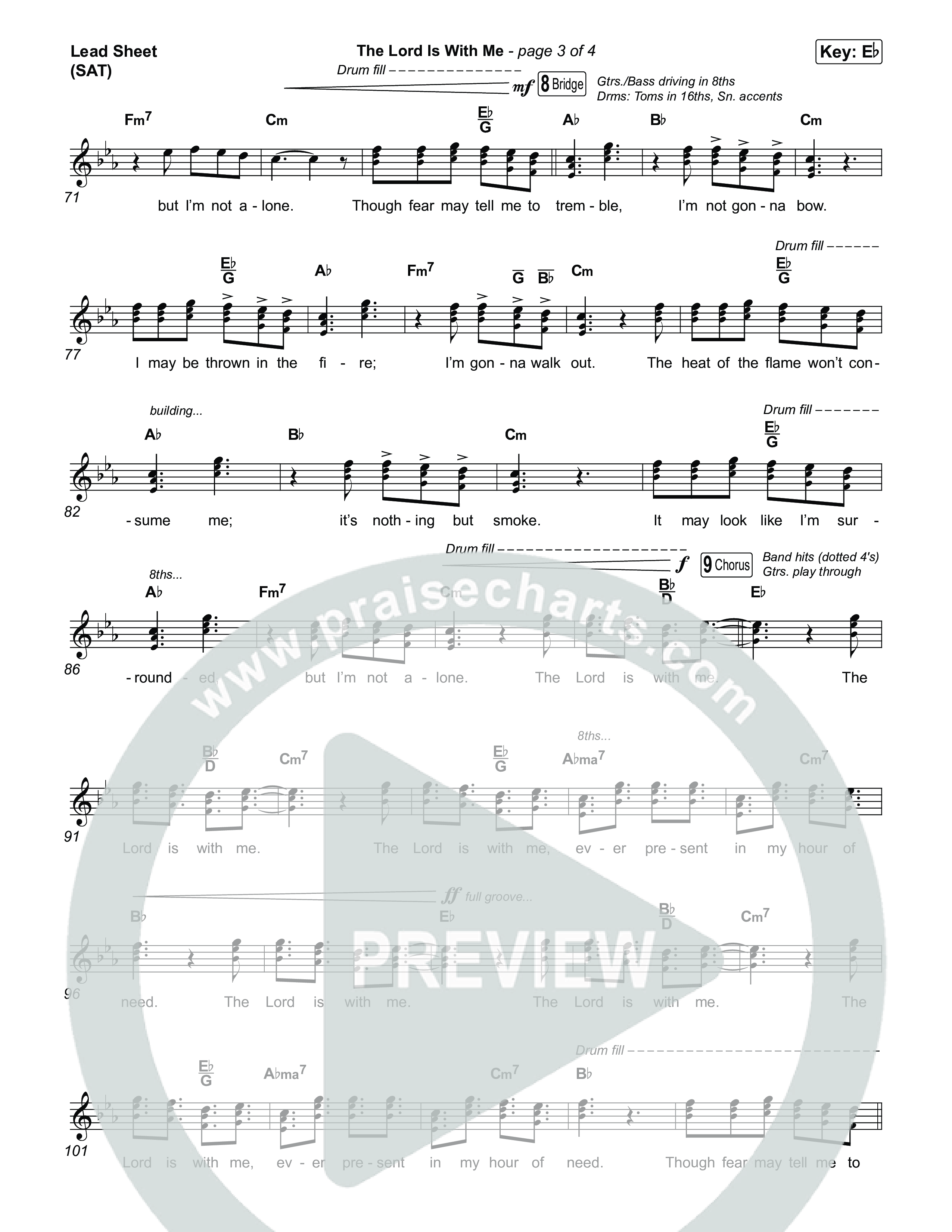 The Lord Is With Me Lead Sheet (SAT) (Red Rocks Worship / Chris Brown)