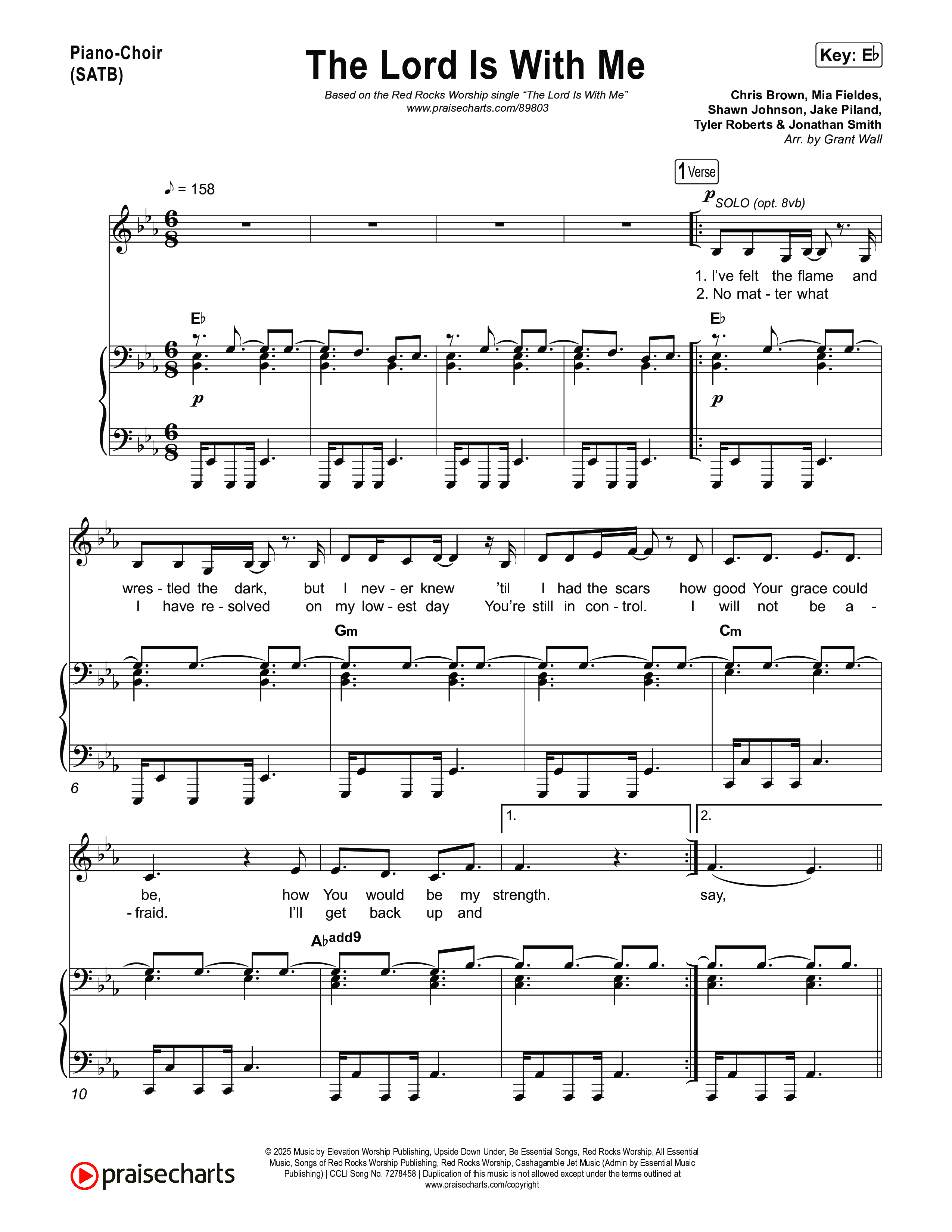 The Lord Is With Me Piano/Vocal Pack (Red Rocks Worship / Chris Brown)