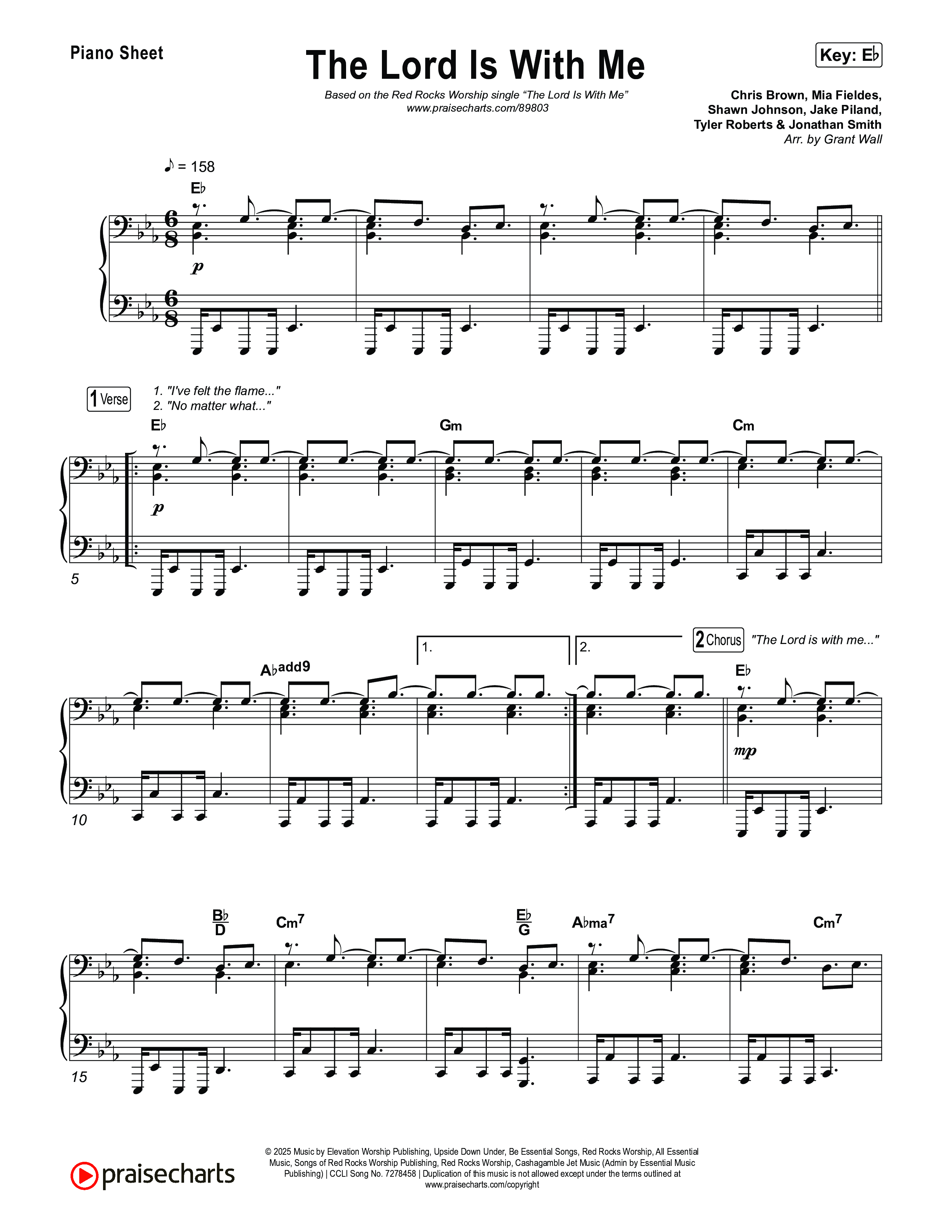 The Lord Is With Me Piano Sheet (Red Rocks Worship / Chris Brown)