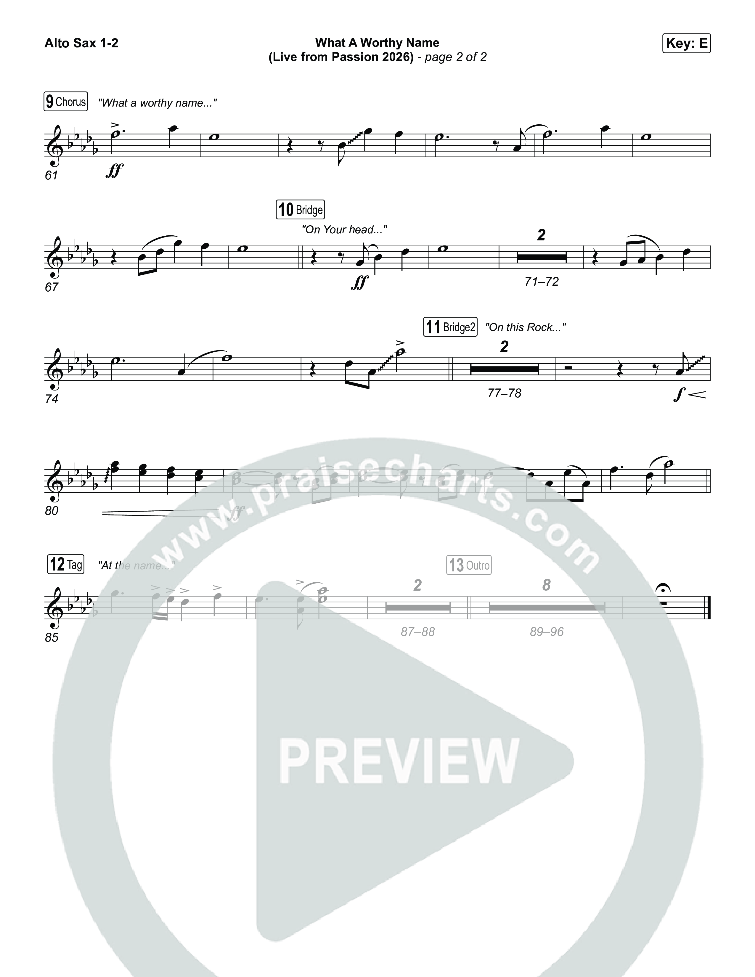 What A Worthy Name (Live From Passion 2026) Alto Sax 1,2 (Passion / Chidima)