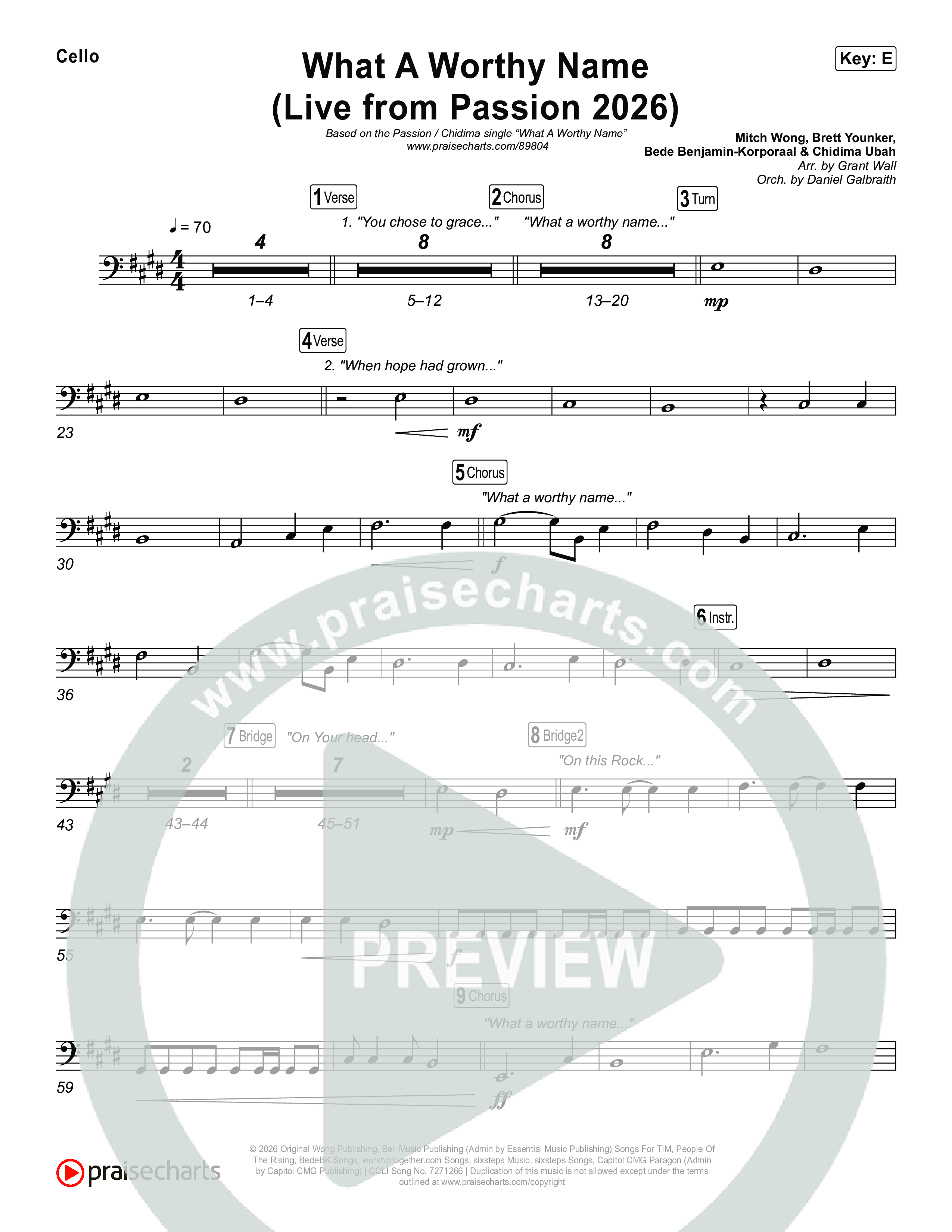 What A Worthy Name (Live From Passion 2026) Cello (Passion / Chidima)