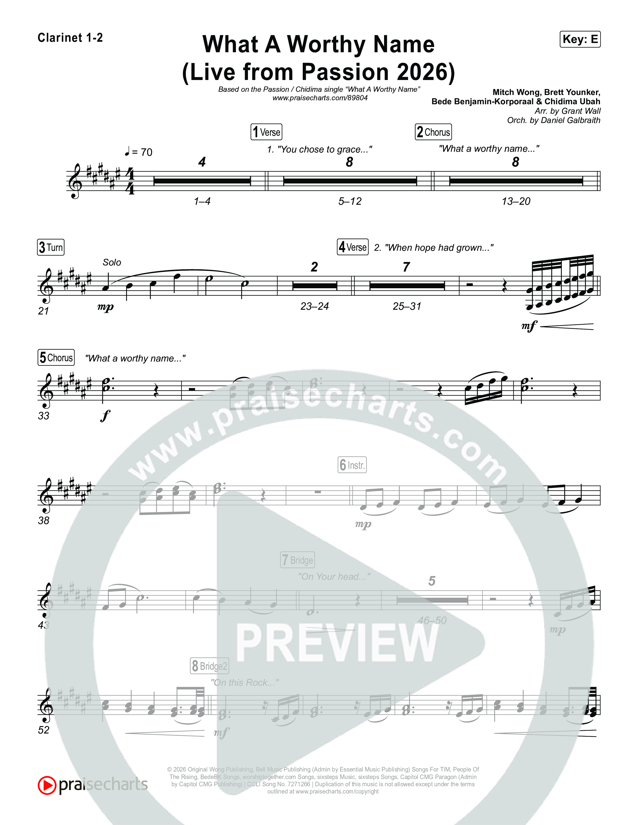 What A Worthy Name (Live From Passion 2026) Clarinet 1/2 (Passion / Chidima)