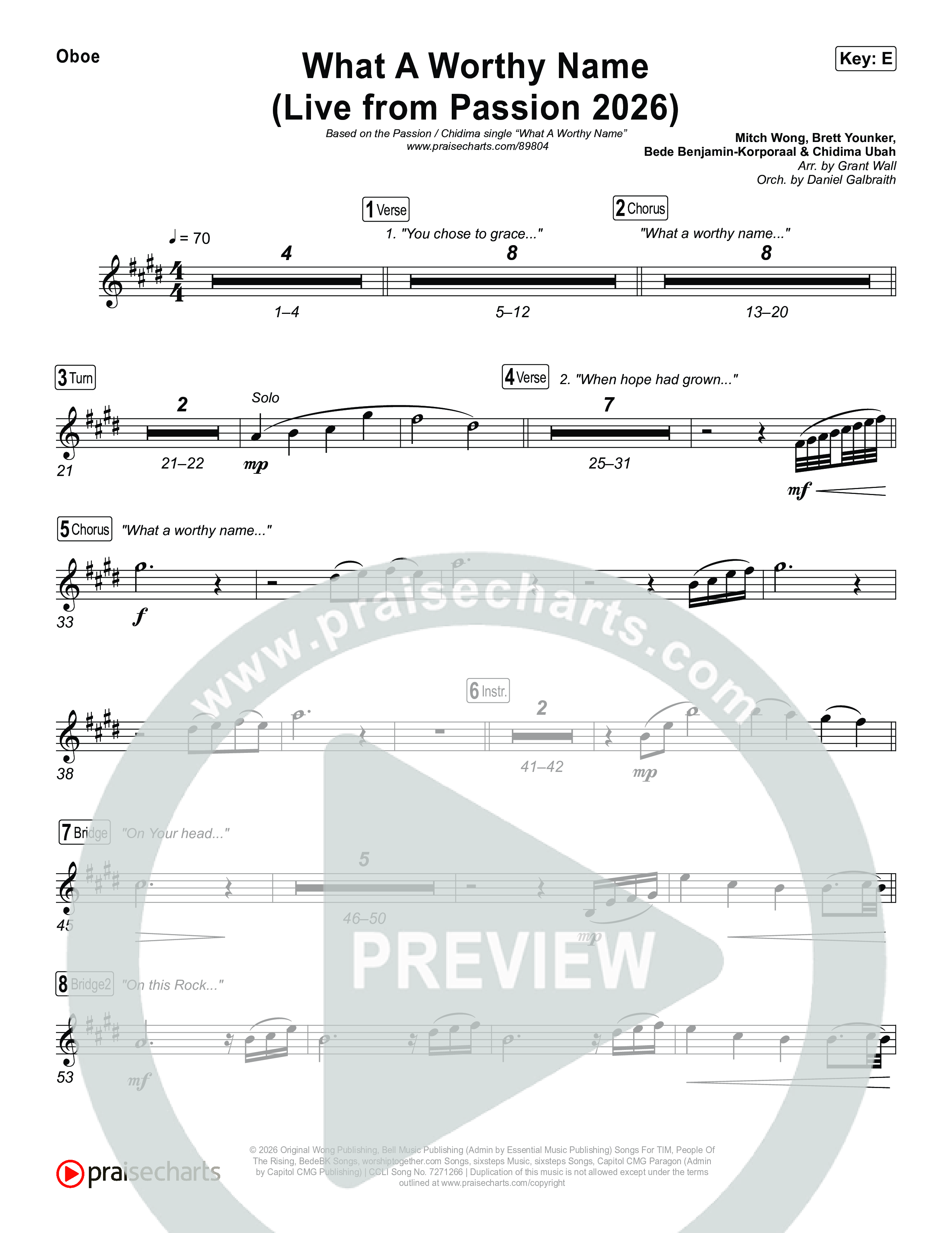 What A Worthy Name (Live From Passion 2026) Oboe (Passion / Chidima)