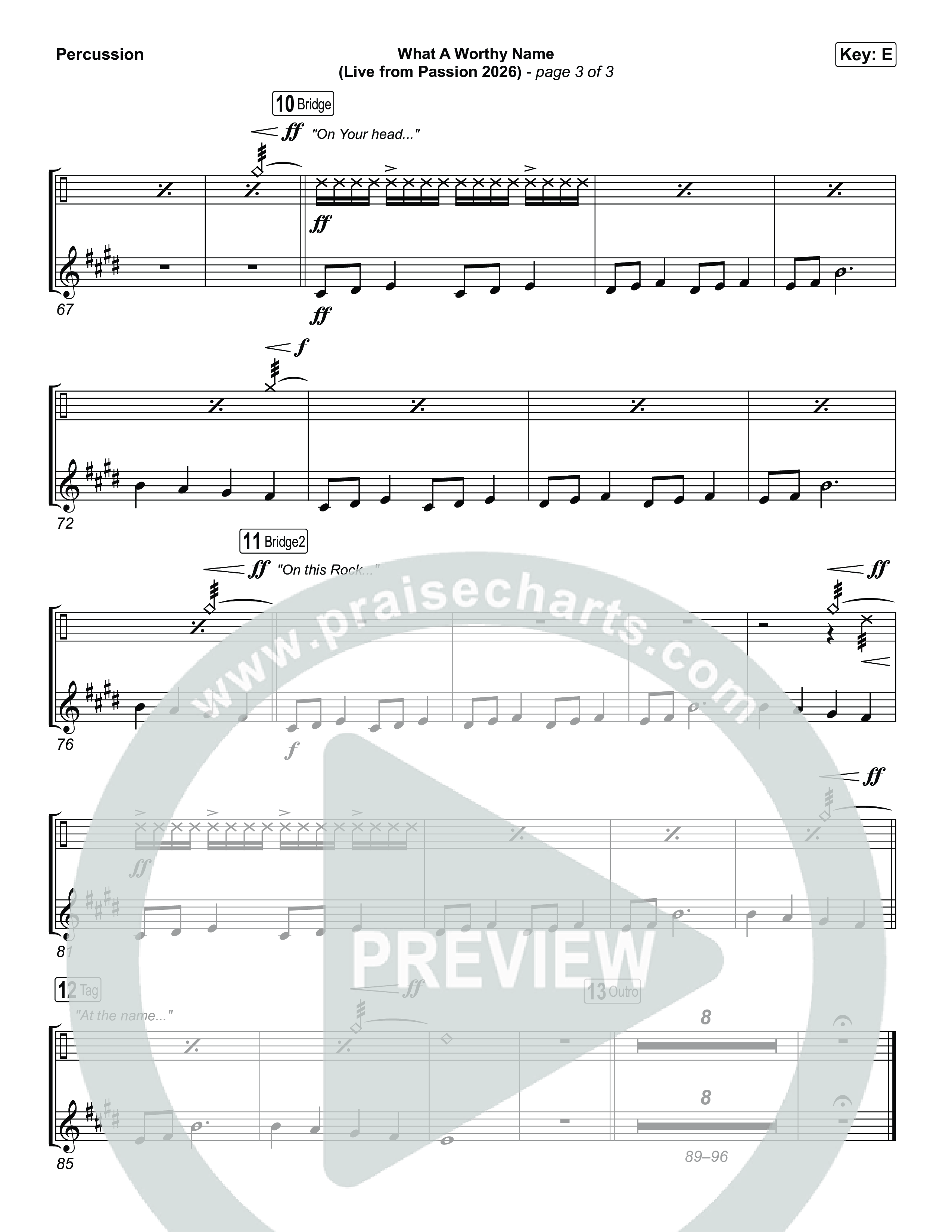 What A Worthy Name (Live From Passion 2026) Percussion (Passion / Chidima)