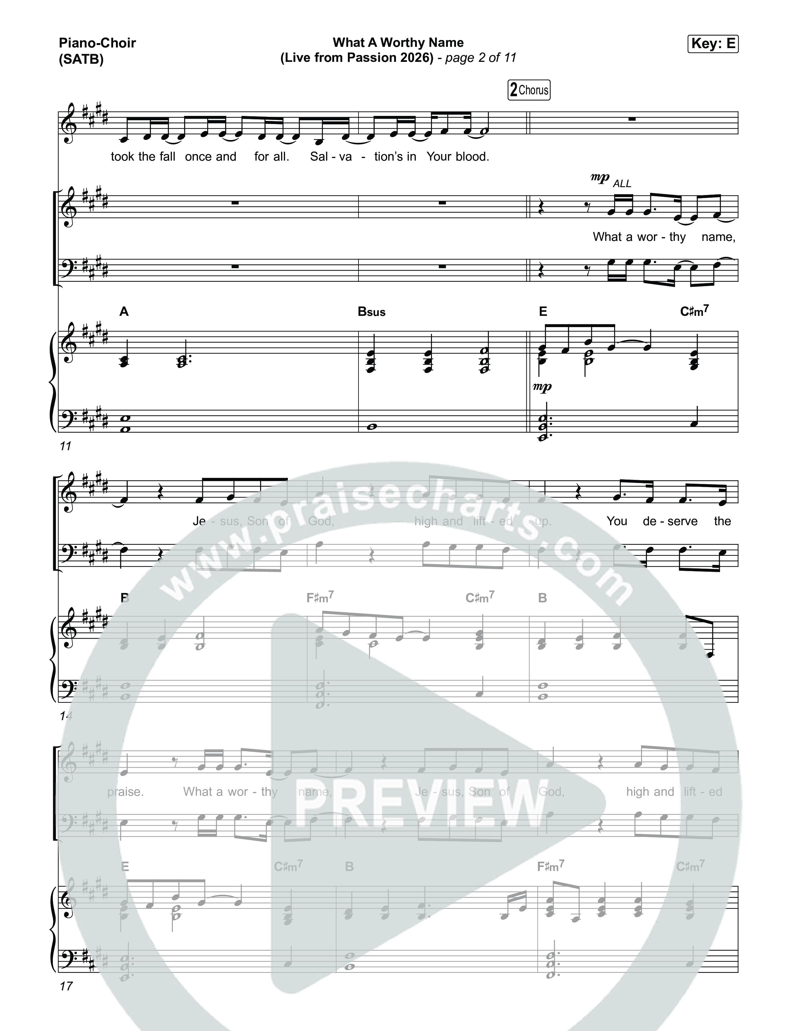What A Worthy Name (Live From Passion 2026) Piano/Vocal Pack (Passion / Chidima)