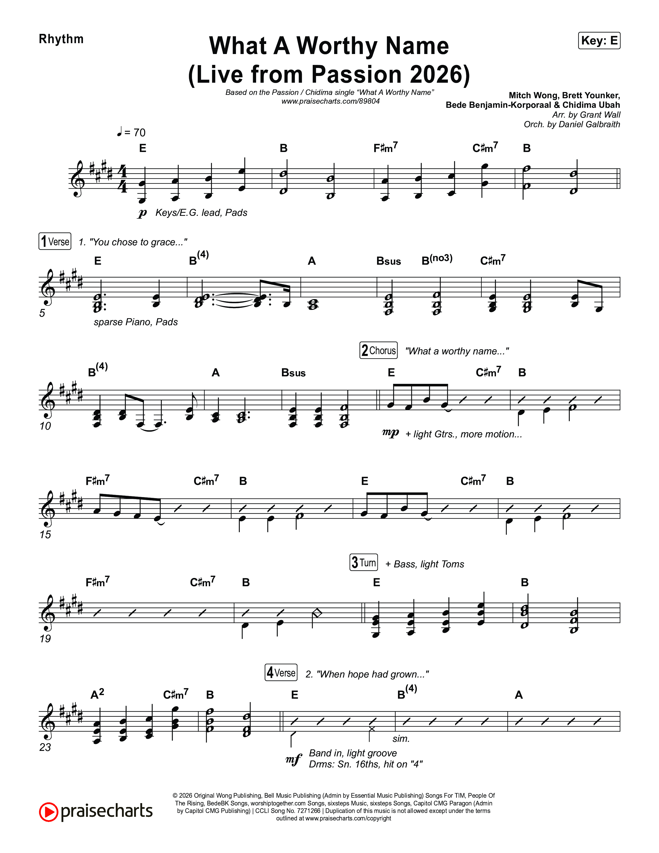 What A Worthy Name (Live From Passion 2026) Rhythm Chart (Passion / Chidima)