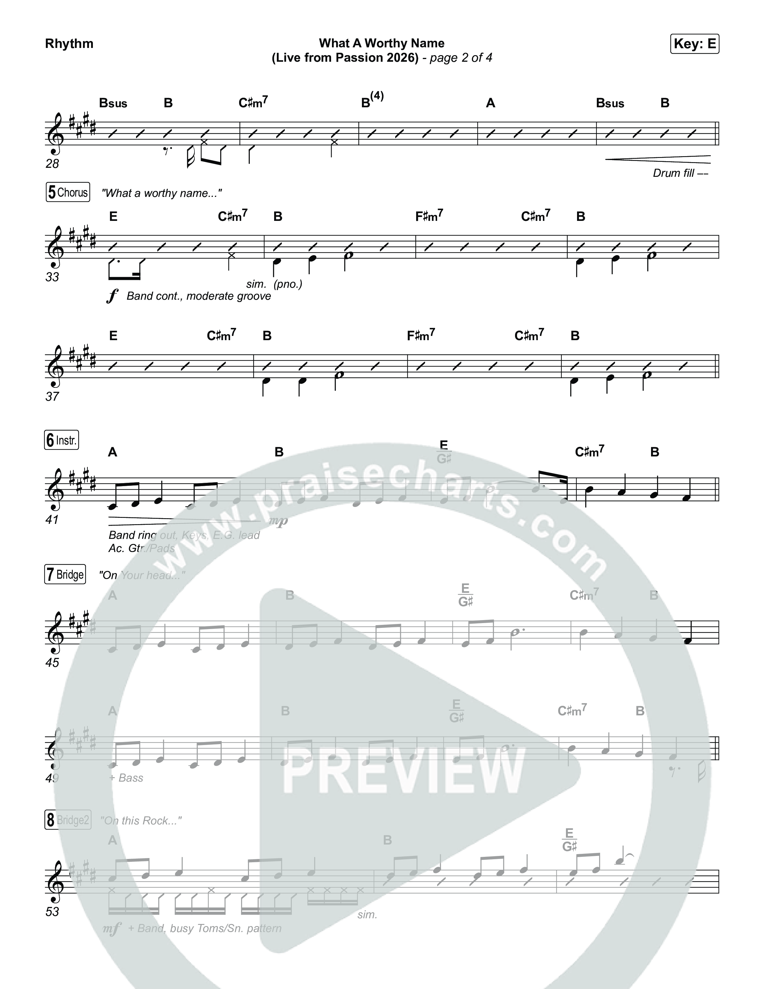 What A Worthy Name (Live From Passion 2026) Rhythm Chart (Passion / Chidima)