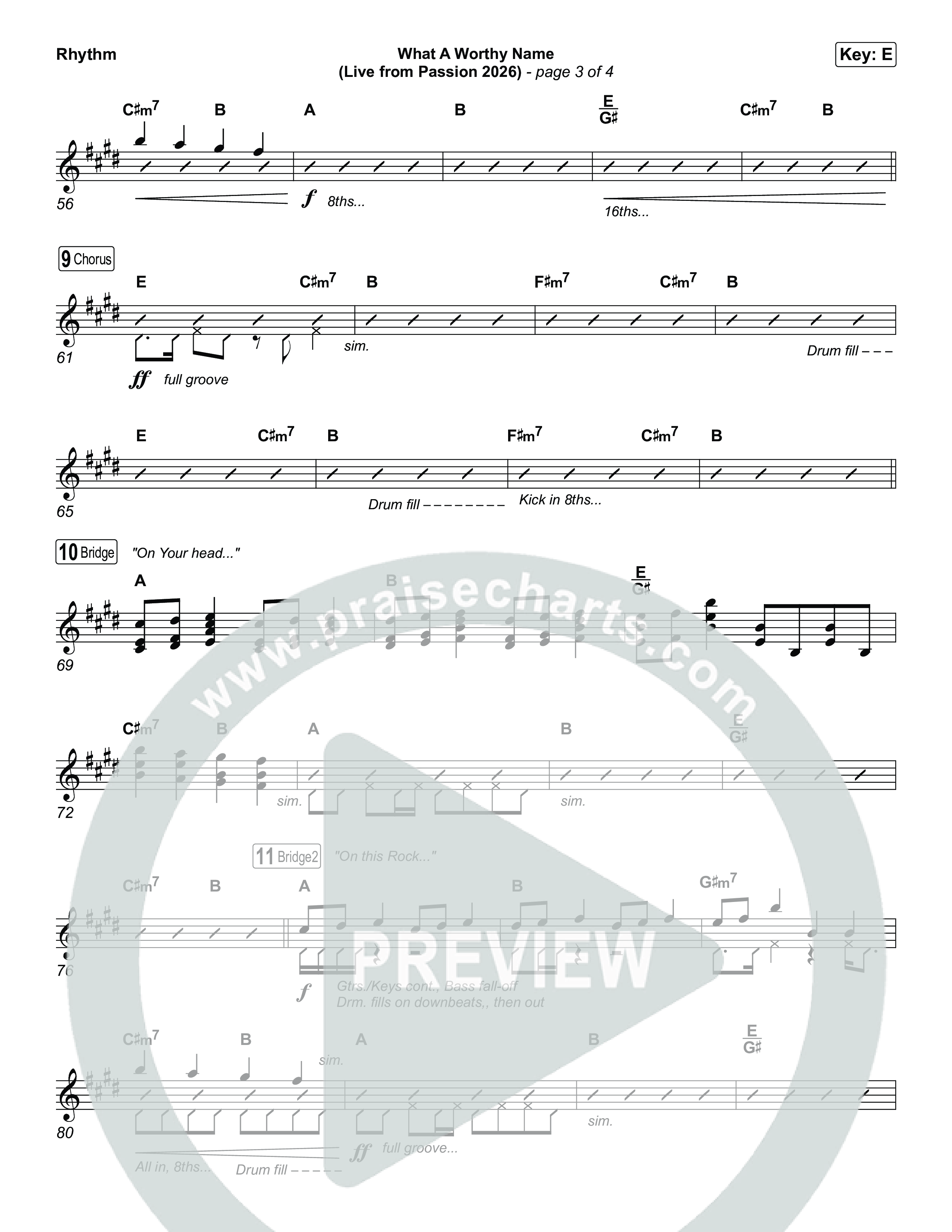 What A Worthy Name (Live From Passion 2026) Rhythm Chart (Passion / Chidima)