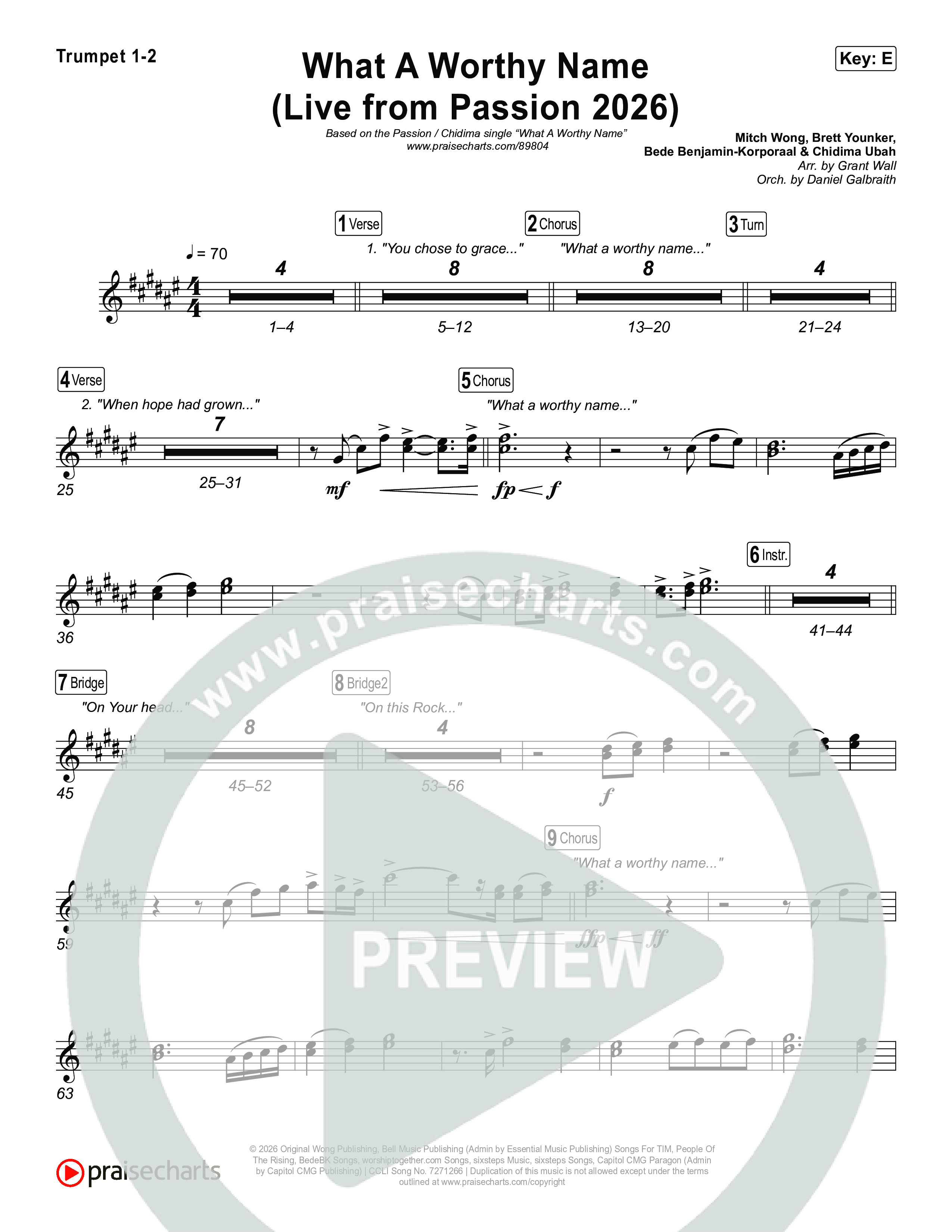 What A Worthy Name (Live From Passion 2026) Trumpet 1,2 (Passion / Chidima)