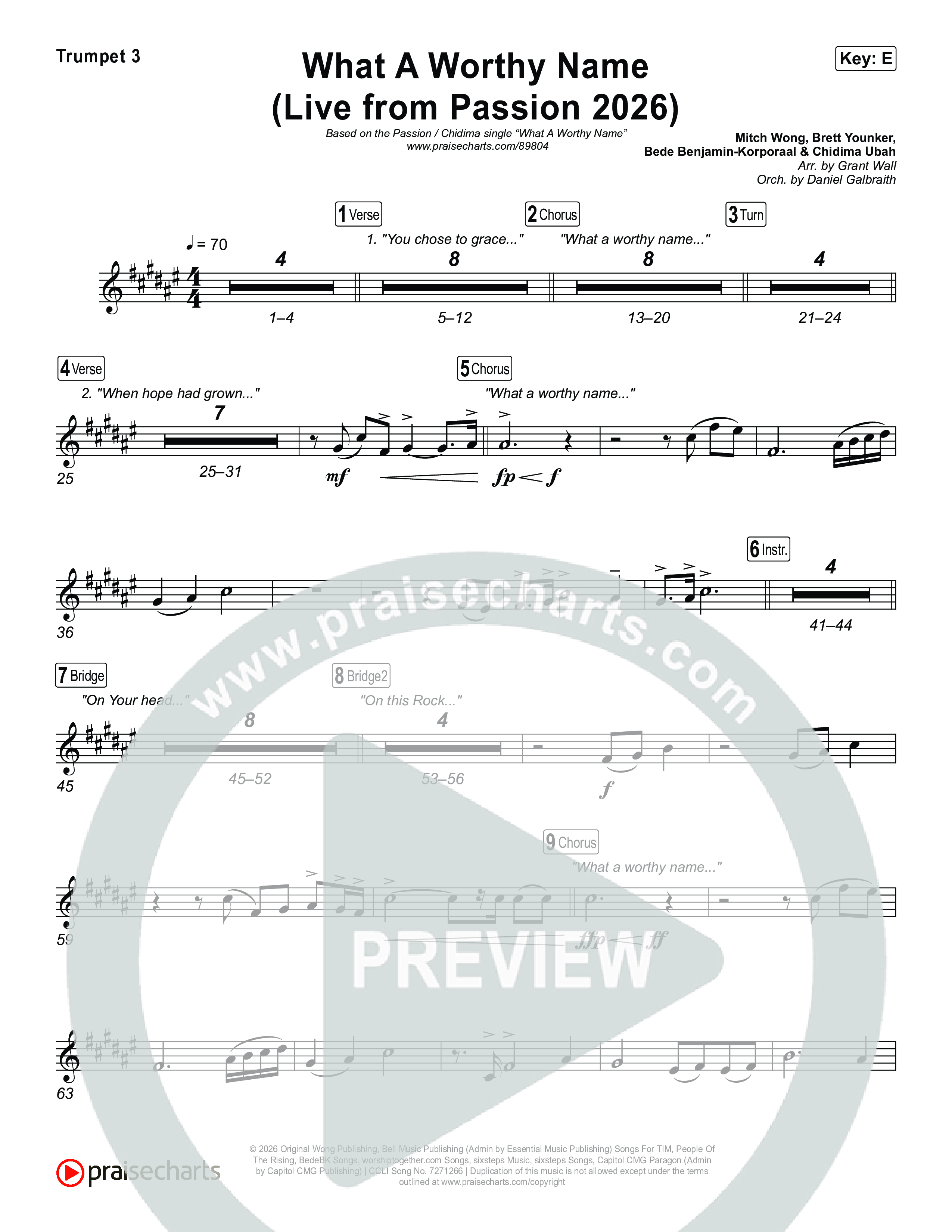 What A Worthy Name (Live From Passion 2026) Trumpet 3 (Passion / Chidima)