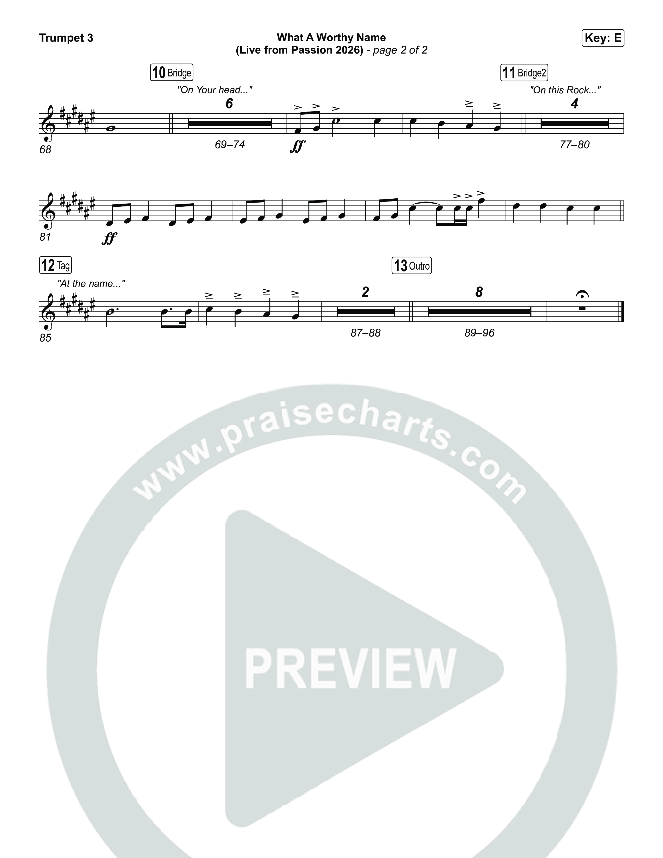 What A Worthy Name (Live From Passion 2026) Trumpet 3 (Passion / Chidima)