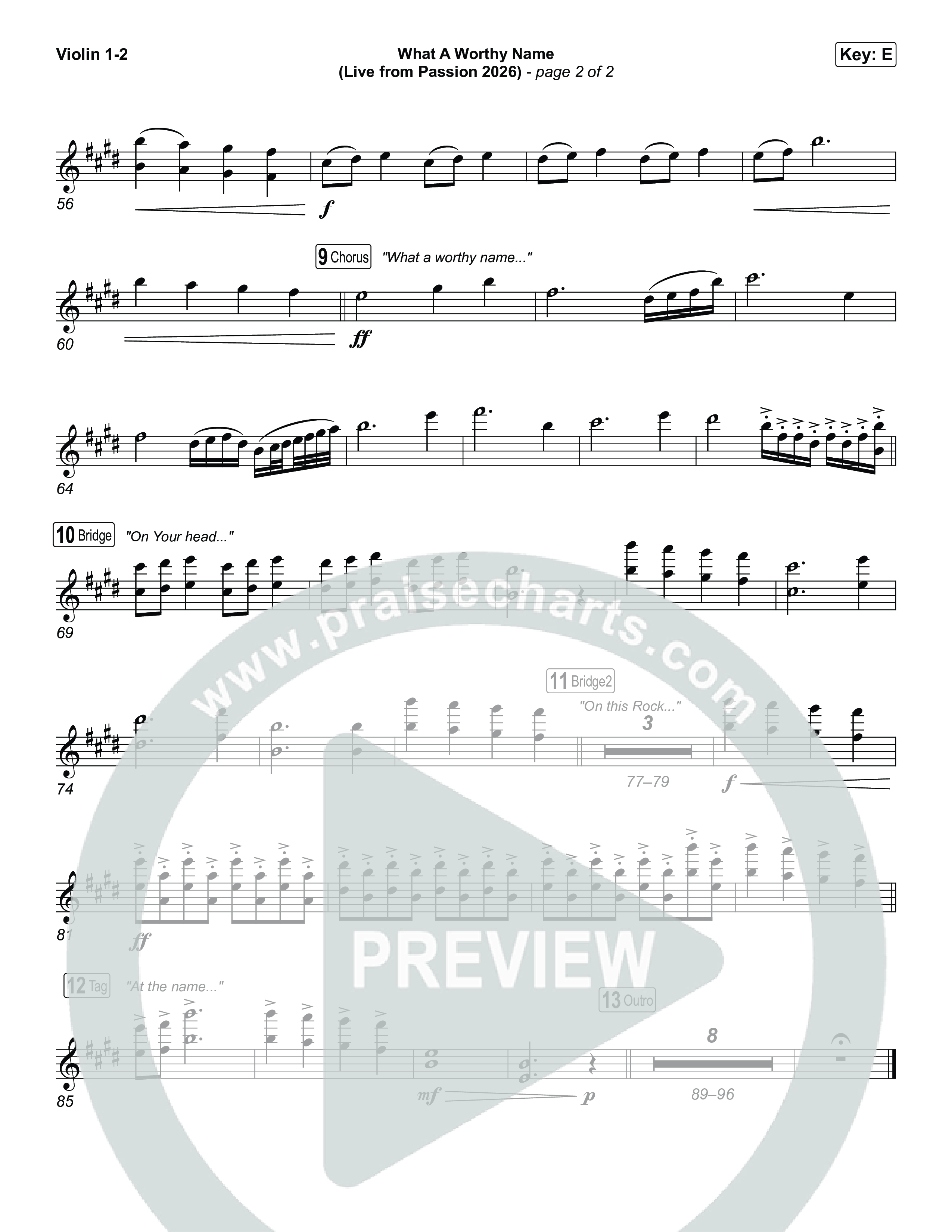 What A Worthy Name (Live From Passion 2026) Violin 1,2 (Passion / Chidima)