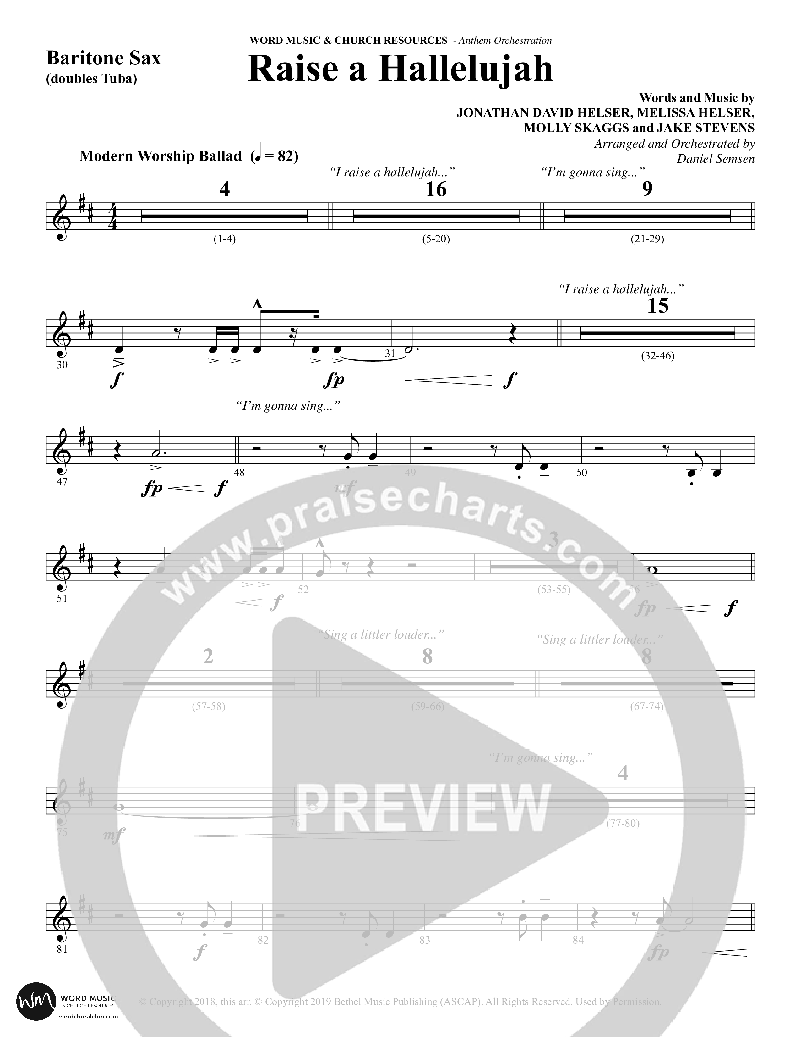 Raise A Hallelujah (Choral Anthem SATB) Bari Sax (Word Music Choral / Arr. Daniel Semsen)