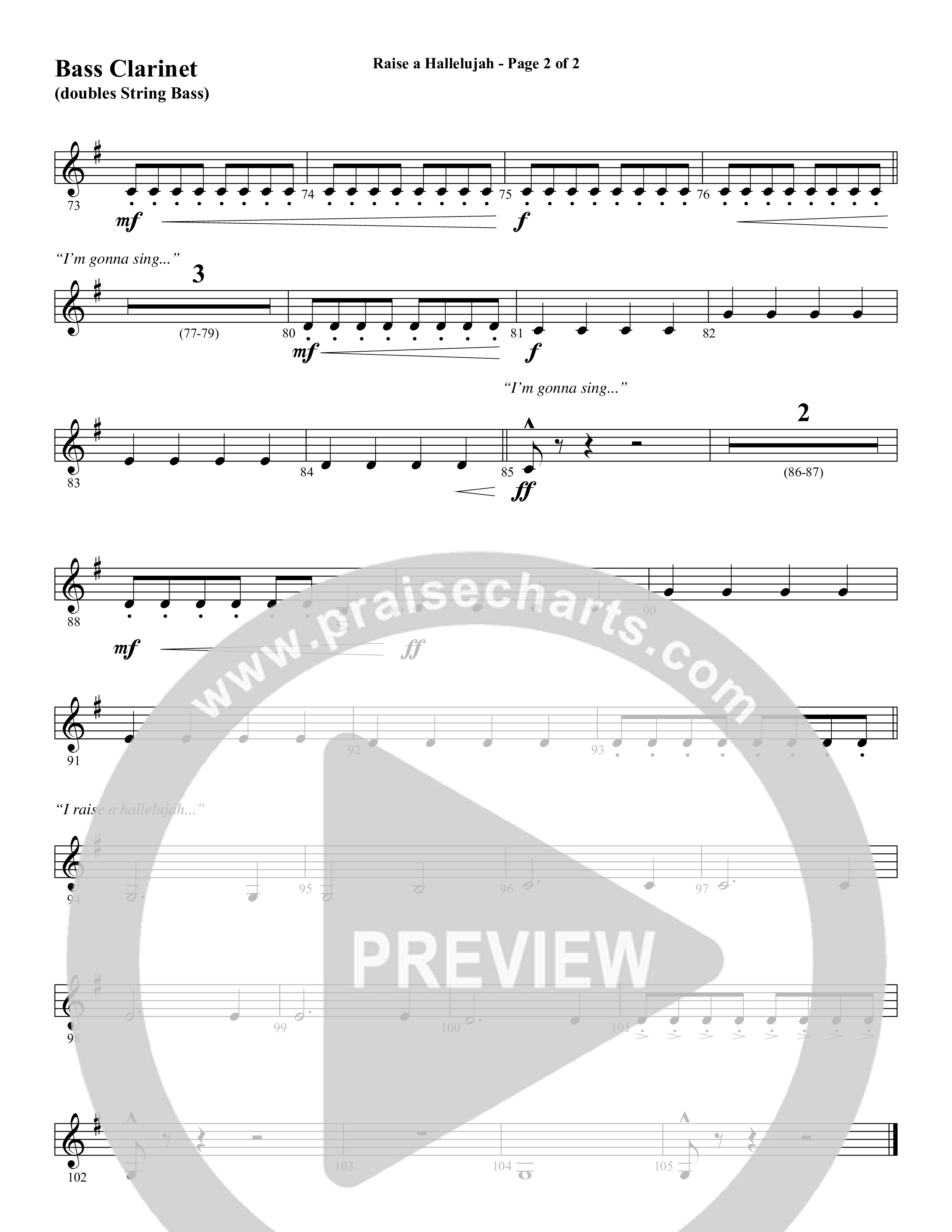 Raise A Hallelujah (Choral Anthem SATB) Bass Clarinet (Word Music Choral / Arr. Daniel Semsen)