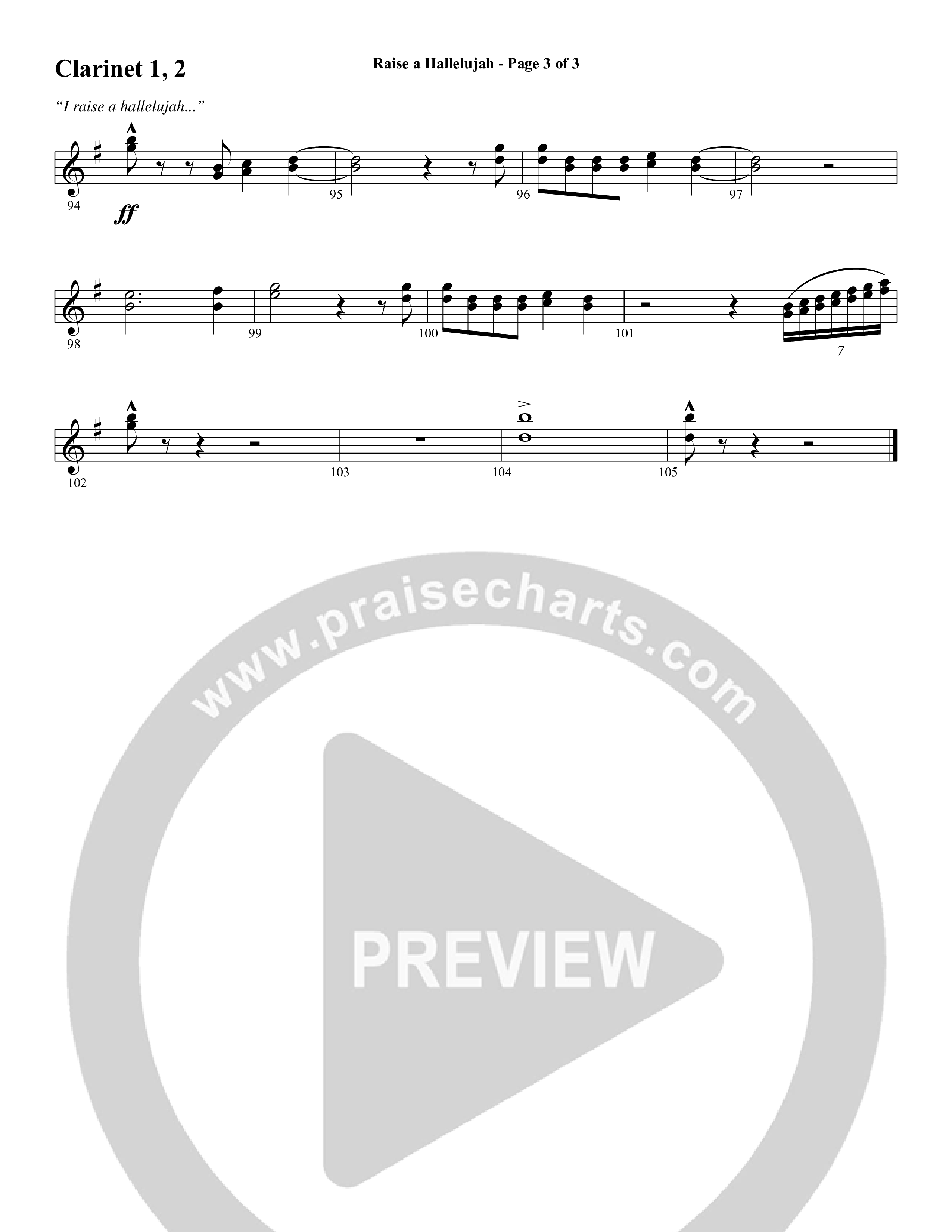 Raise A Hallelujah (Choral Anthem SATB) Clarinet 1/2 (Word Music Choral / Arr. Daniel Semsen)